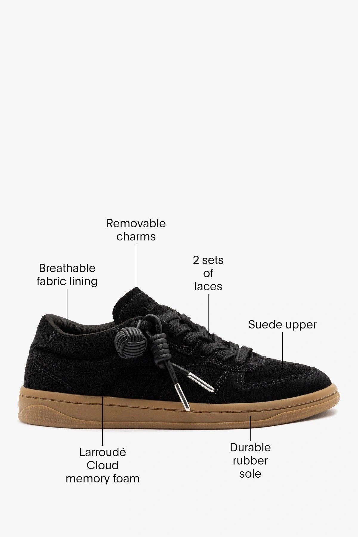 Larroude George Sneaker Black Suede