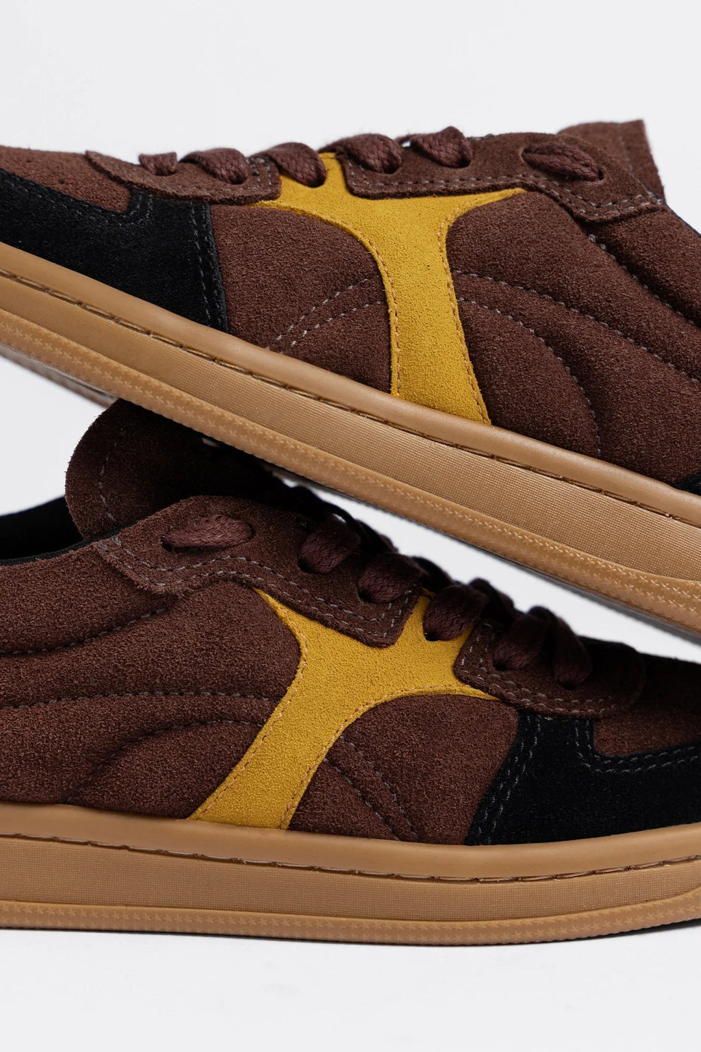 Larroude George Sneaker Brown and Yellow Suede