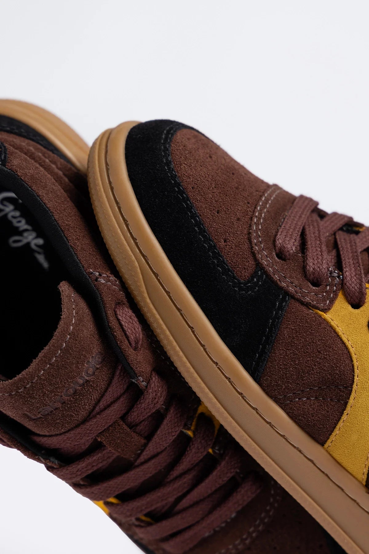 Larroude George Sneaker Brown and Yellow Suede