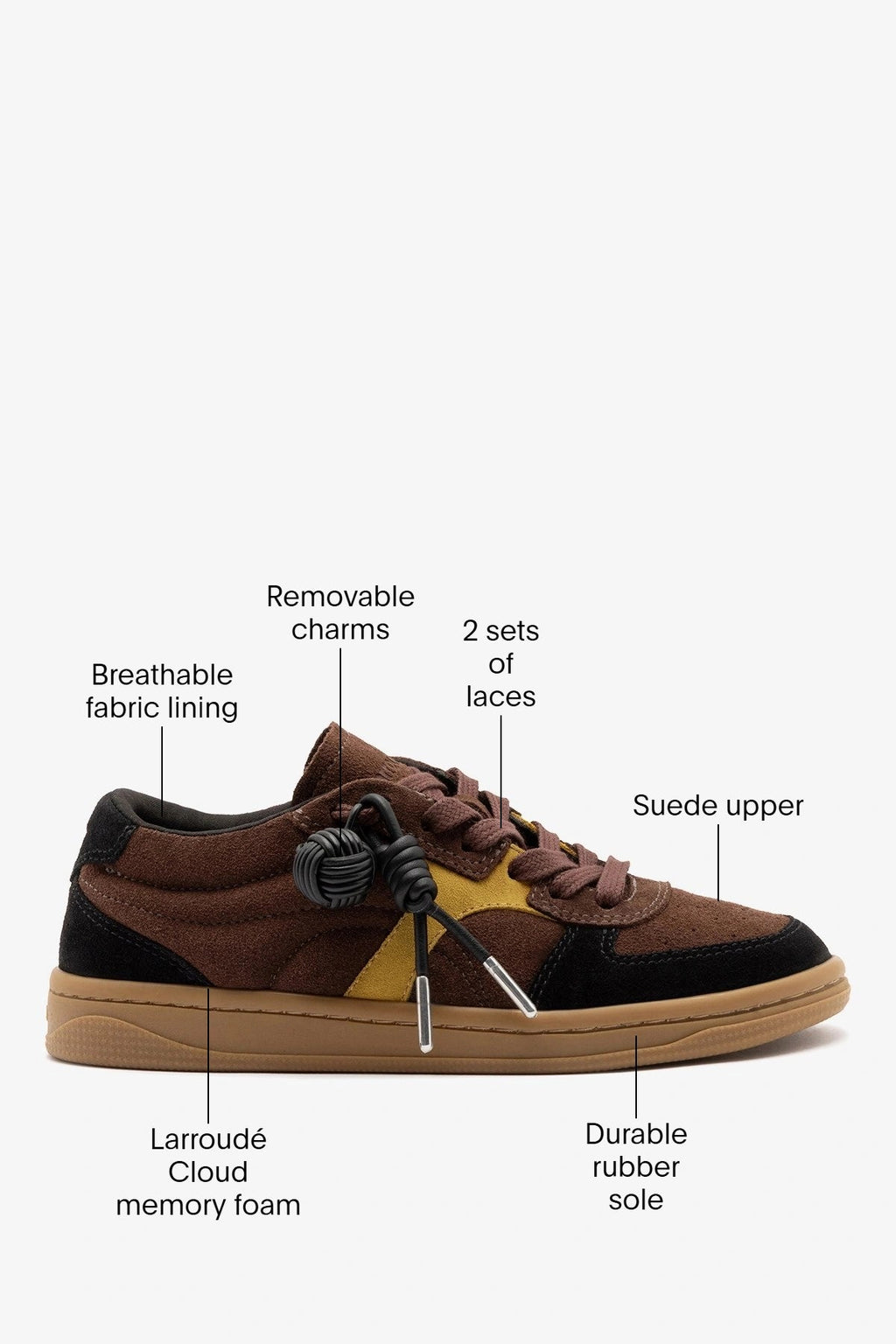 Larroude George Sneaker Brown and Yellow Suede