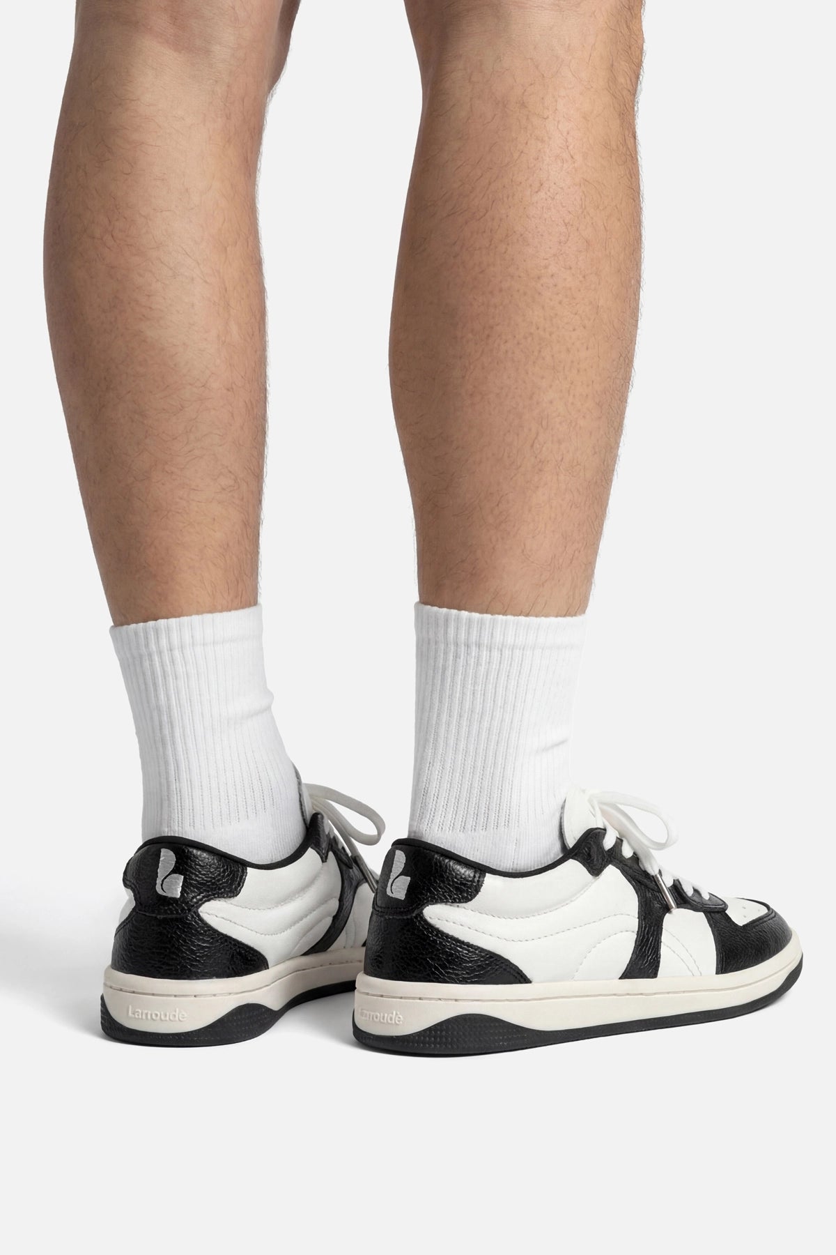 Larroude George Sneaker In Black and White Leather