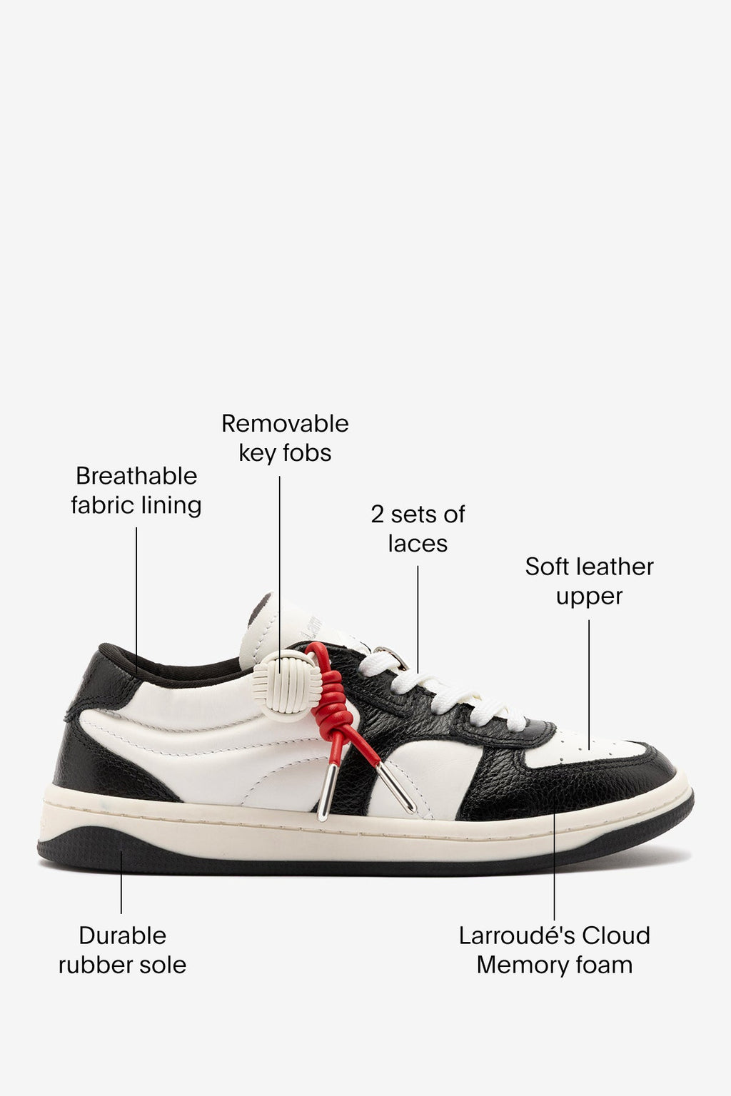 Larroude George Sneaker In Black and White Leather