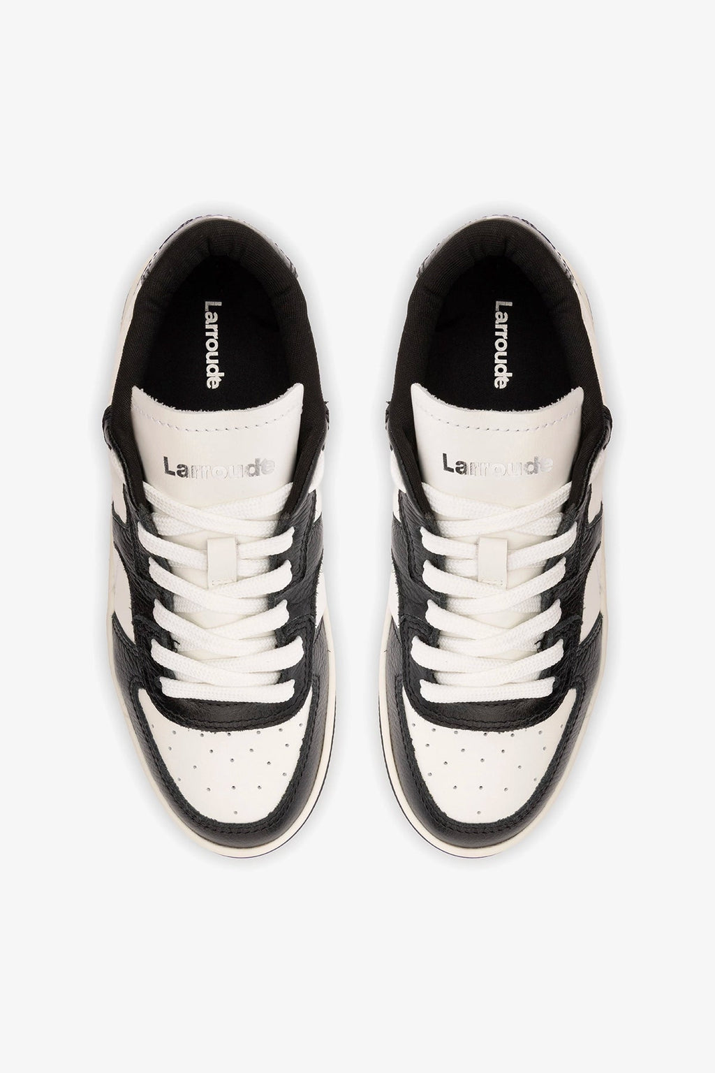 Larroude George Sneaker In Black and White Leather