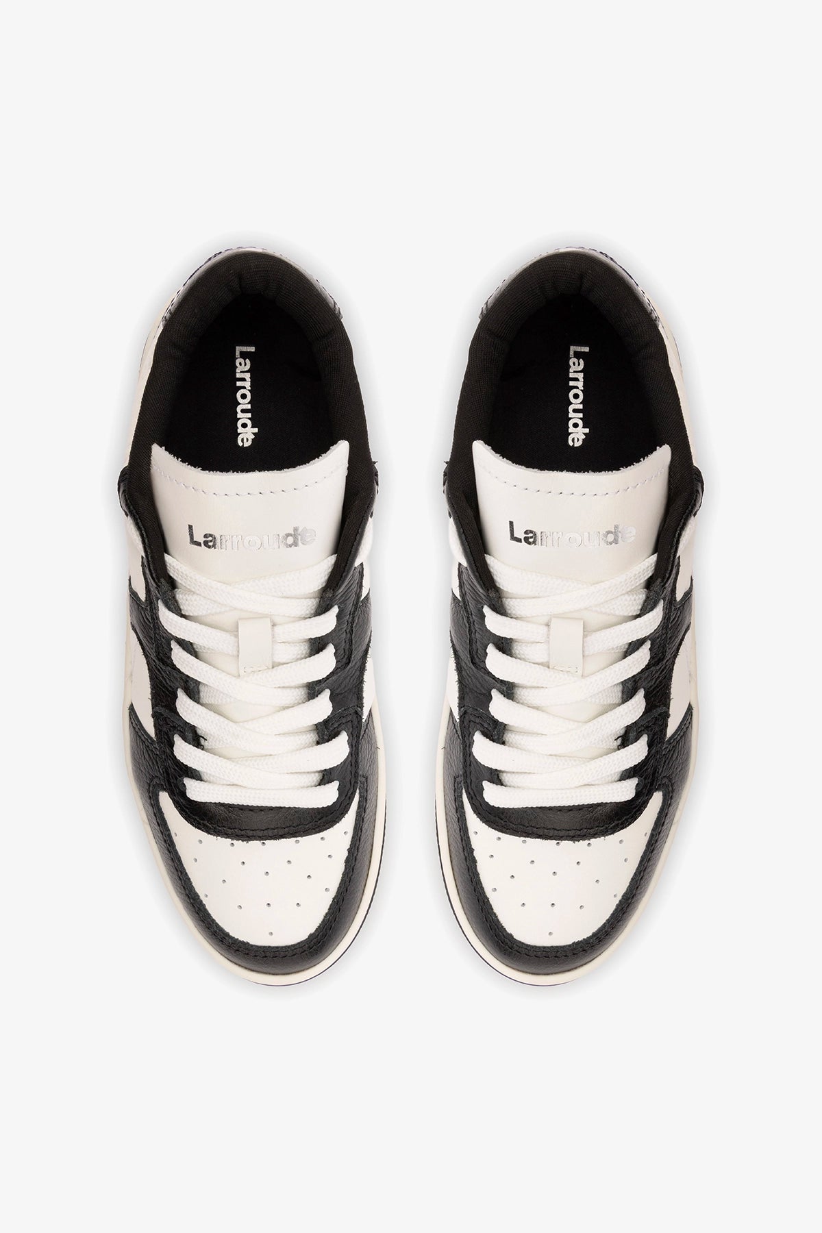 Larroude George Sneaker In Black and White Leather
