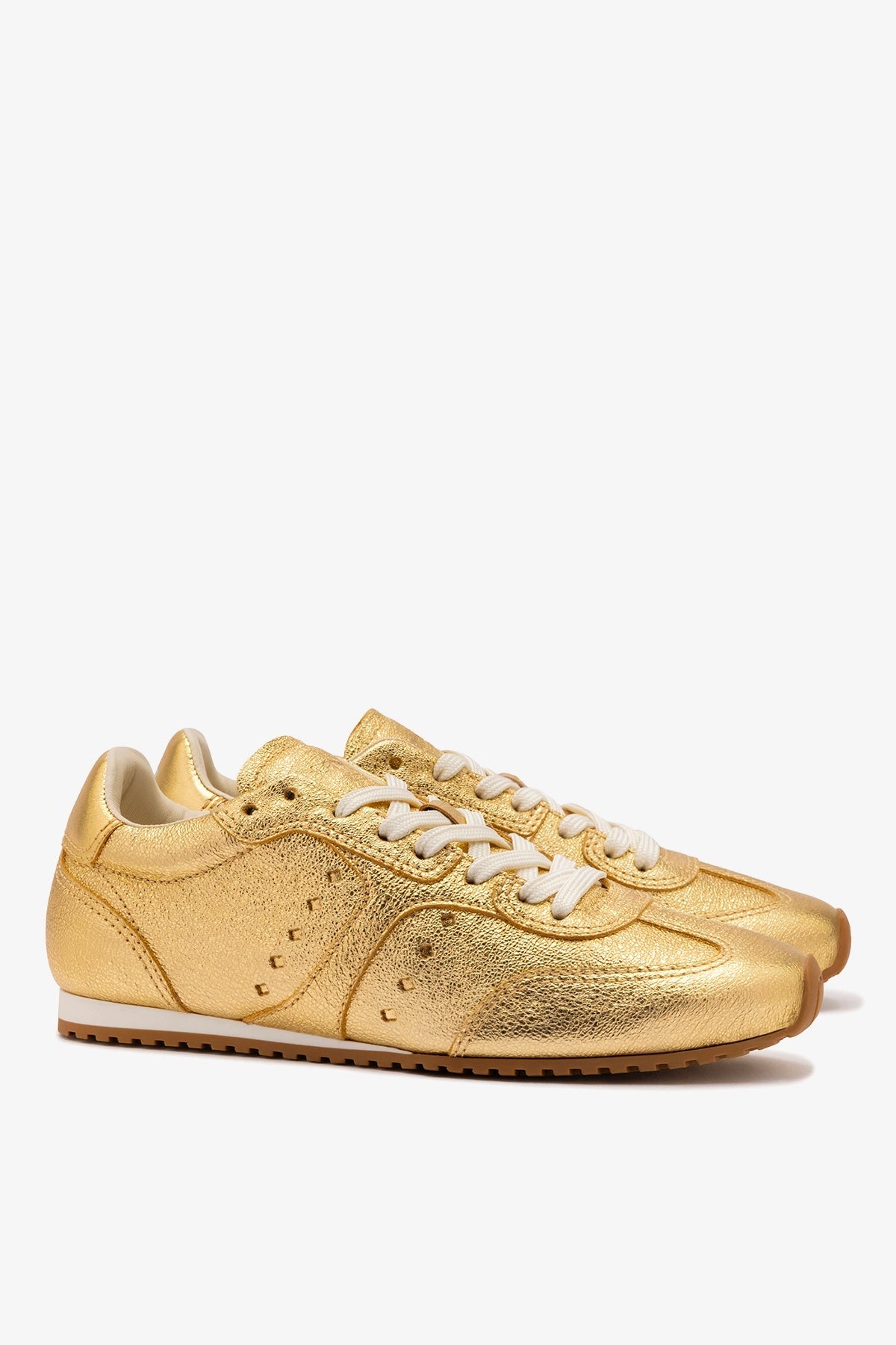 Larroude Stella Sneaker In Gold Metallic Leather