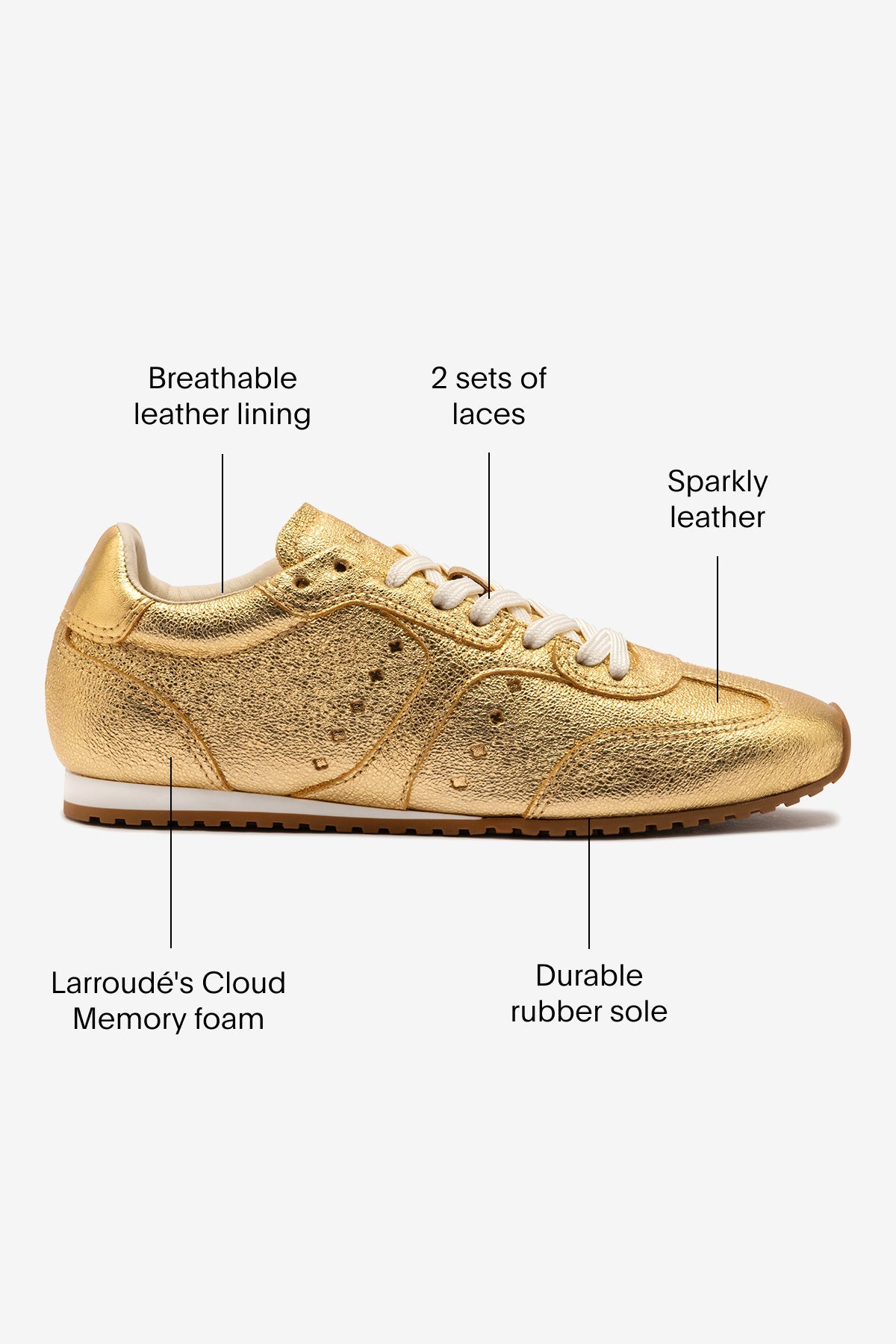Larroude Stella Sneaker In Gold Metallic Leather