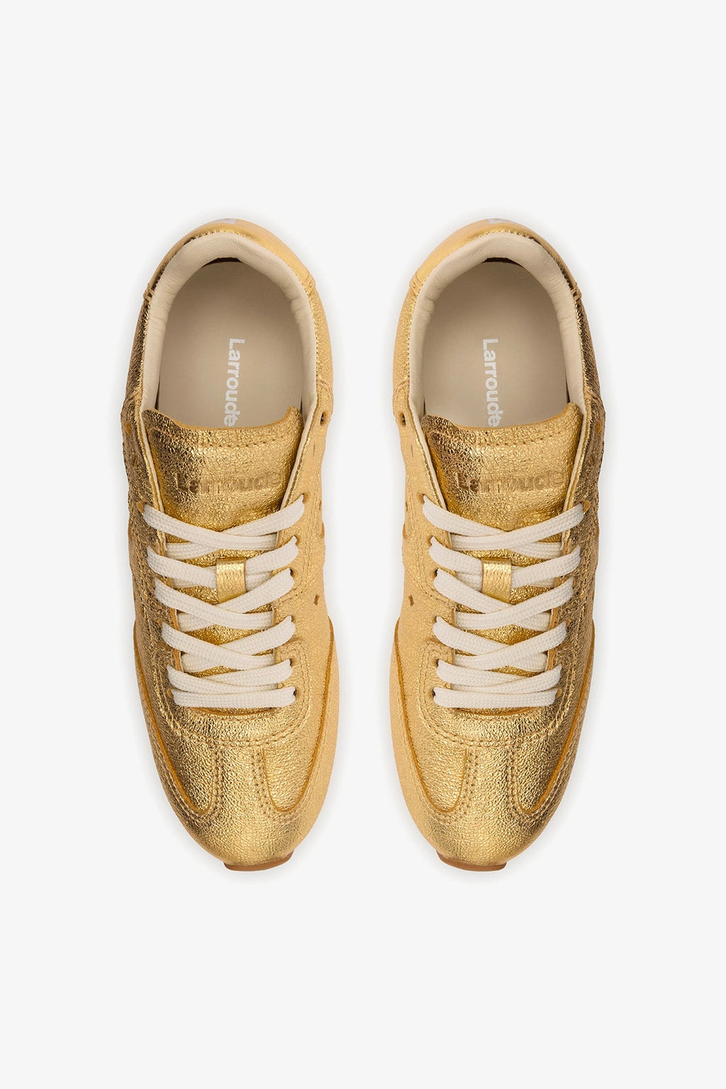 Larroude Stella Sneaker In Gold Metallic Leather