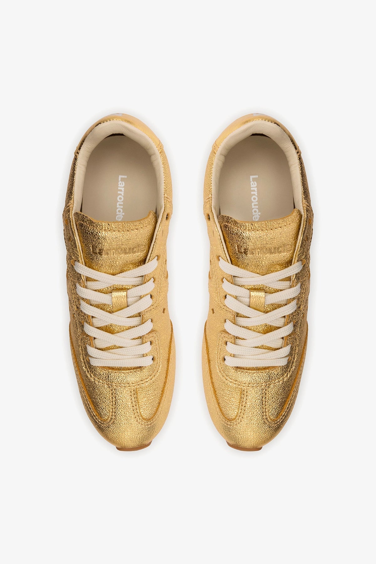 Larroude Stella Sneaker In Gold Metallic Leather