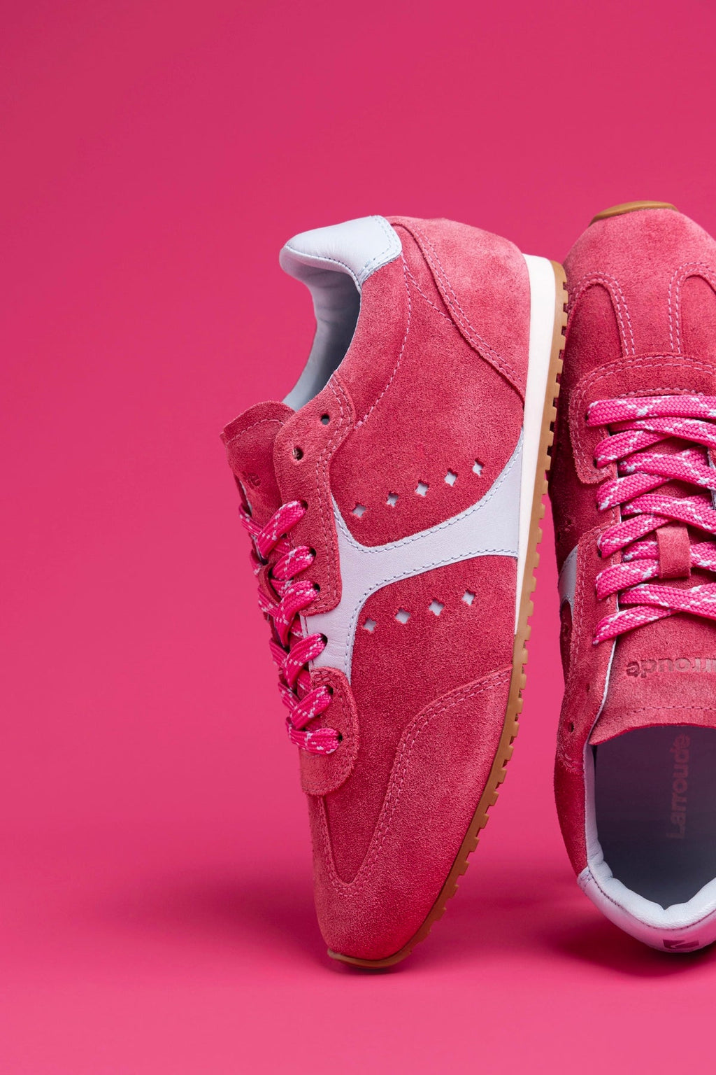 Larroude Stella Sneaker In Lampone Suede