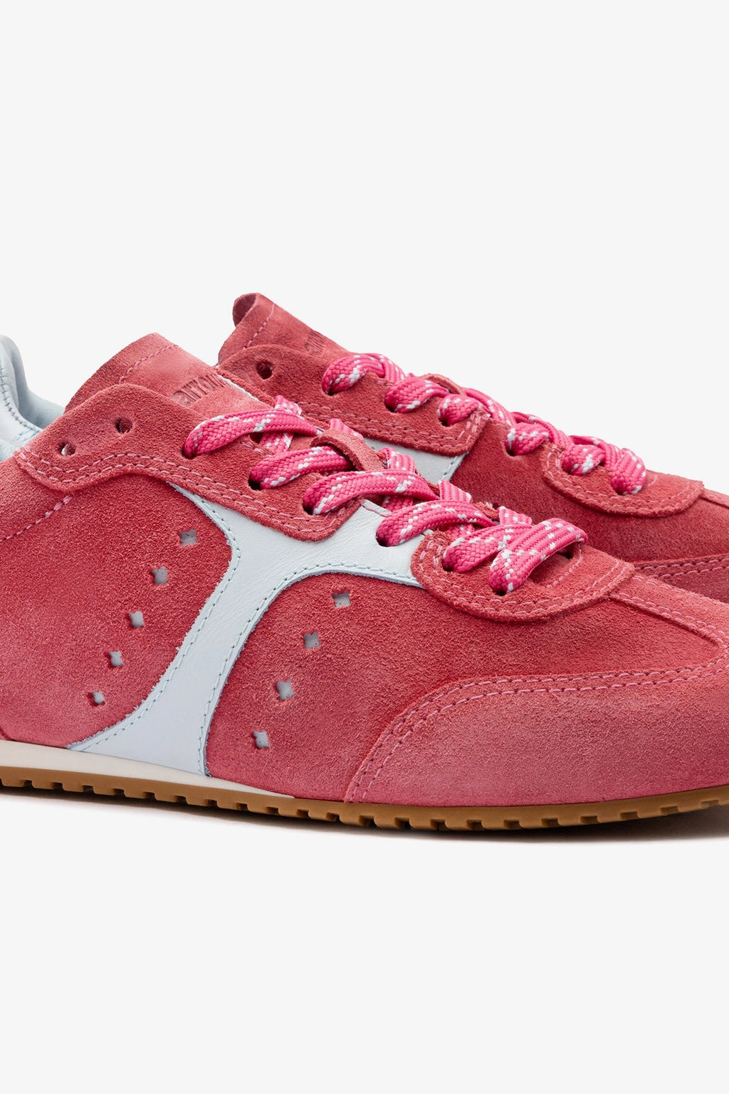 Larroude Stella Sneaker In Lampone Suede