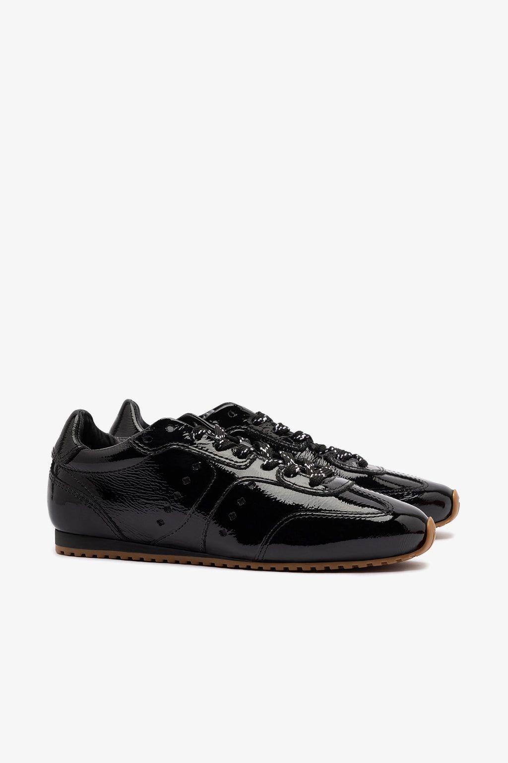 Larroude Stella Sneaker In Black Patent Leather