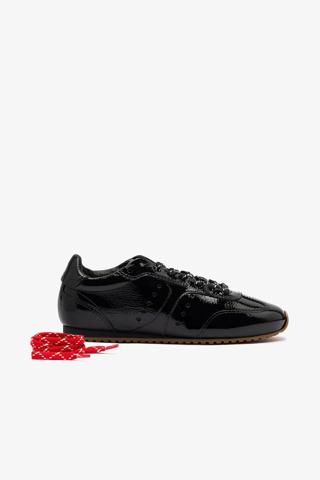 Larroude Stella Sneaker In Black Patent Leather