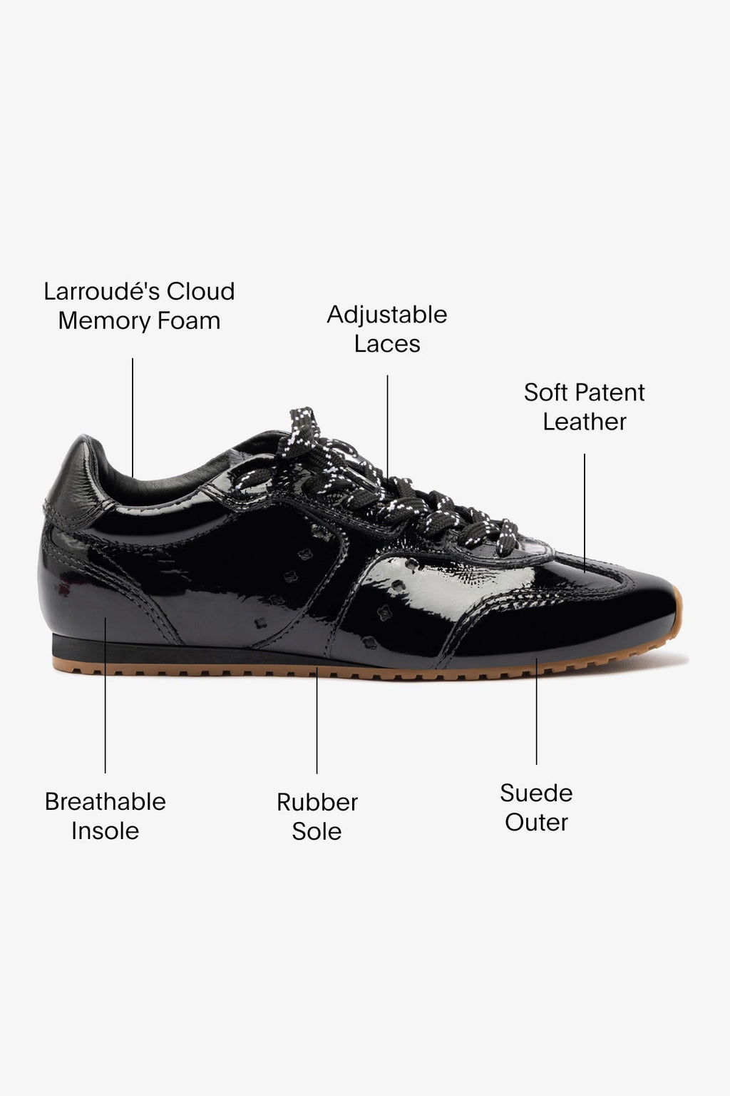 Larroude Stella Sneaker In Black Patent Leather