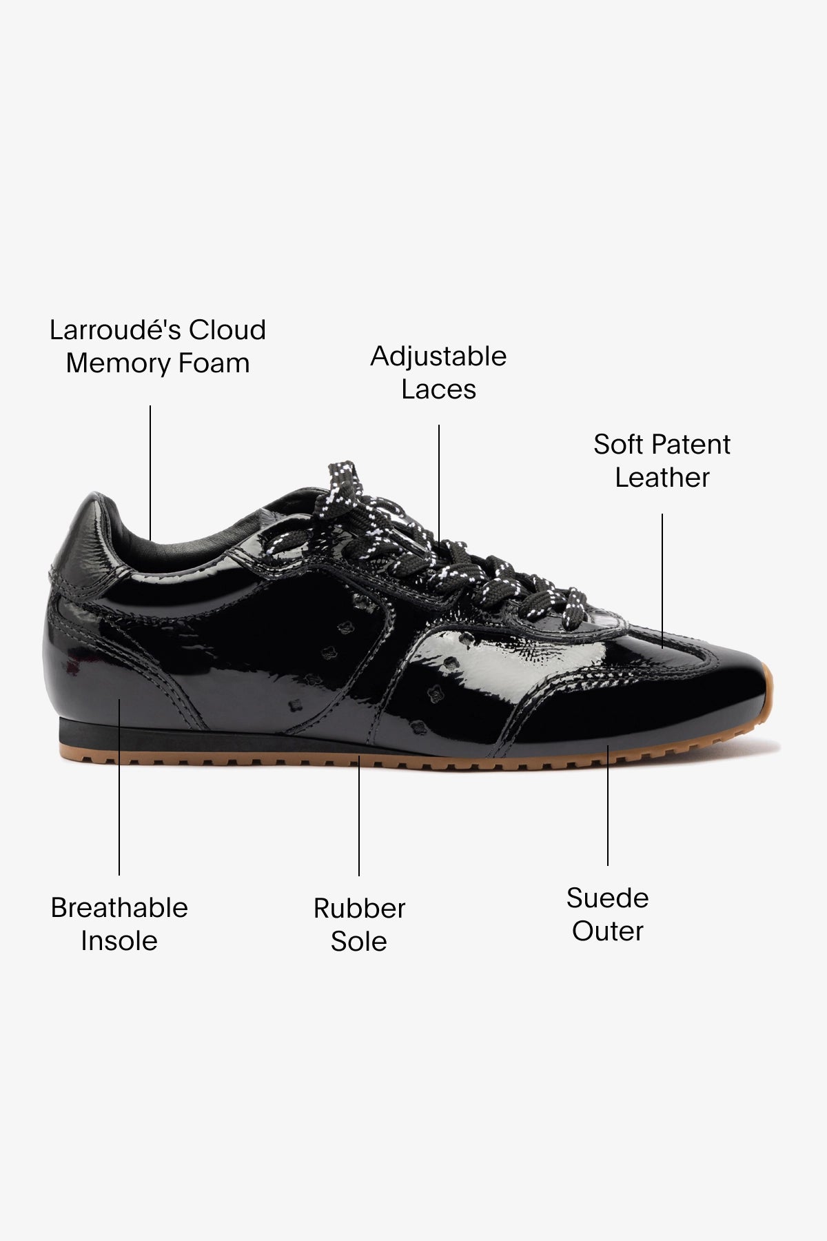 Larroude Stella Sneaker In Black Patent Leather