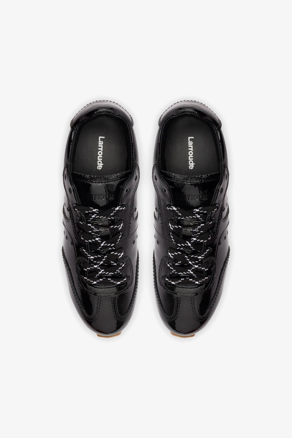 Larroude Stella Sneaker In Black Patent Leather