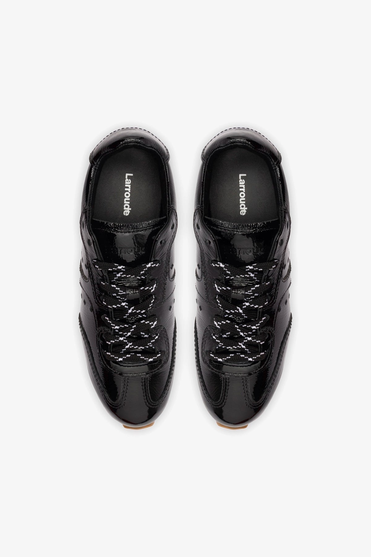 Larroude Stella Sneaker In Black Patent Leather
