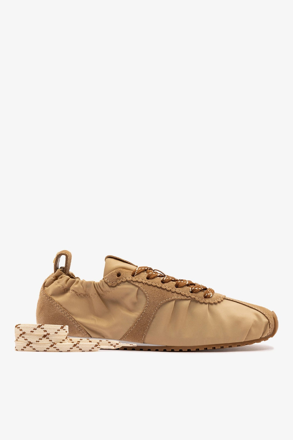 Larroude Stella Lite Sneaker In Peanut Nylon and Suede