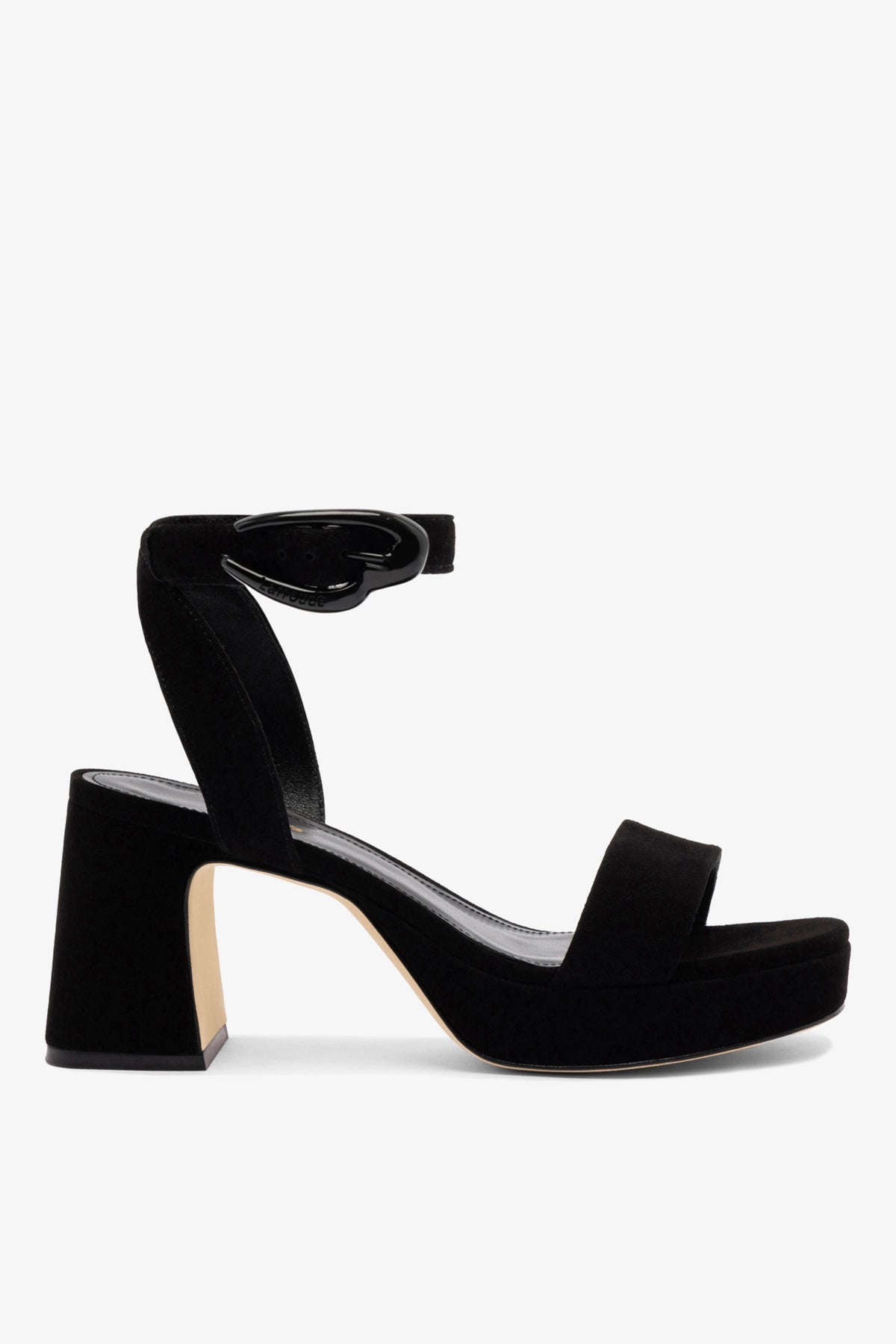 Larroude Dolly Verona Low Sandal In Black Suede