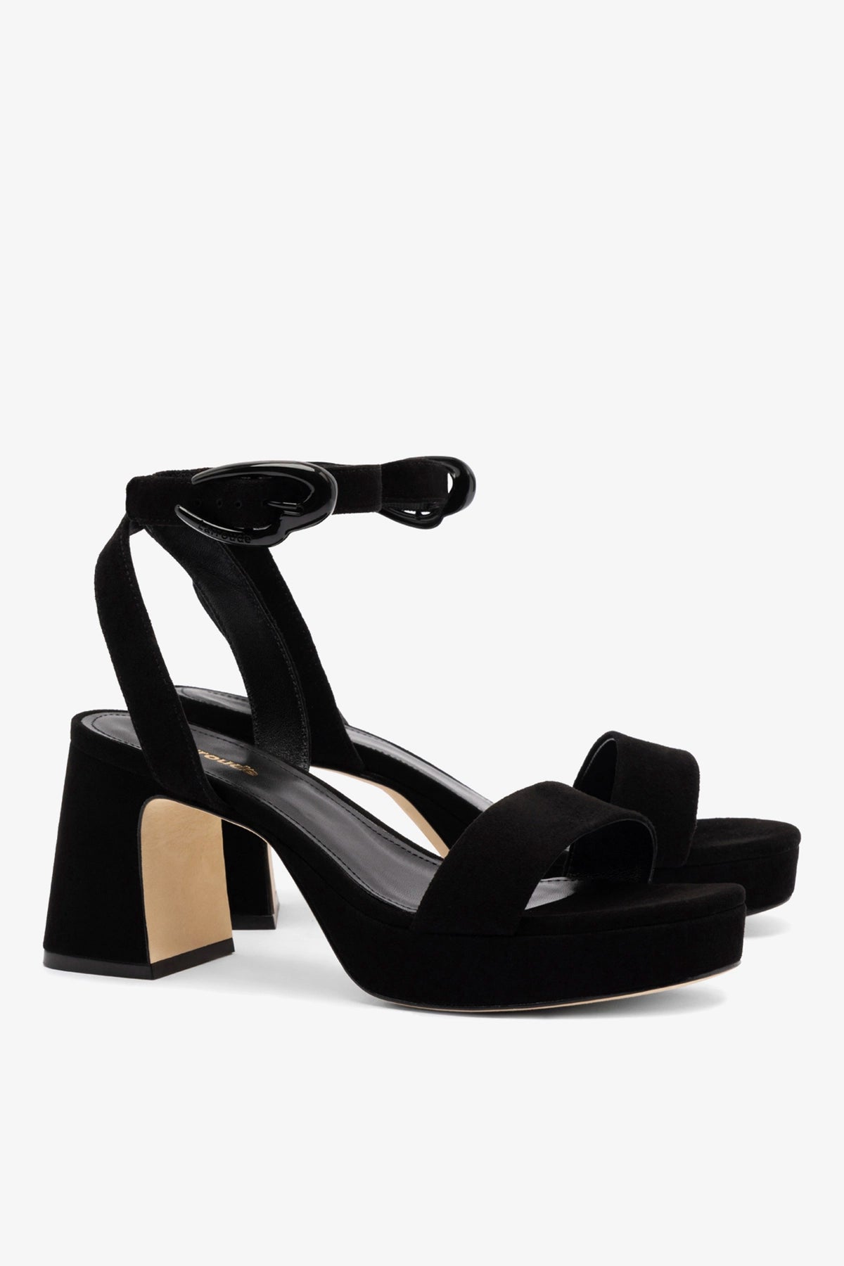 Larroude Dolly Verona Low Sandal In Black Suede