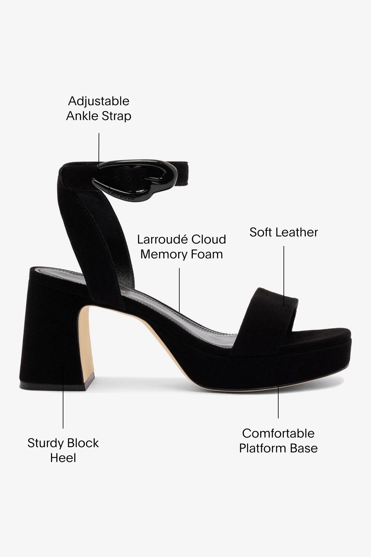 Larroude Dolly Verona Low Sandal In Black Suede