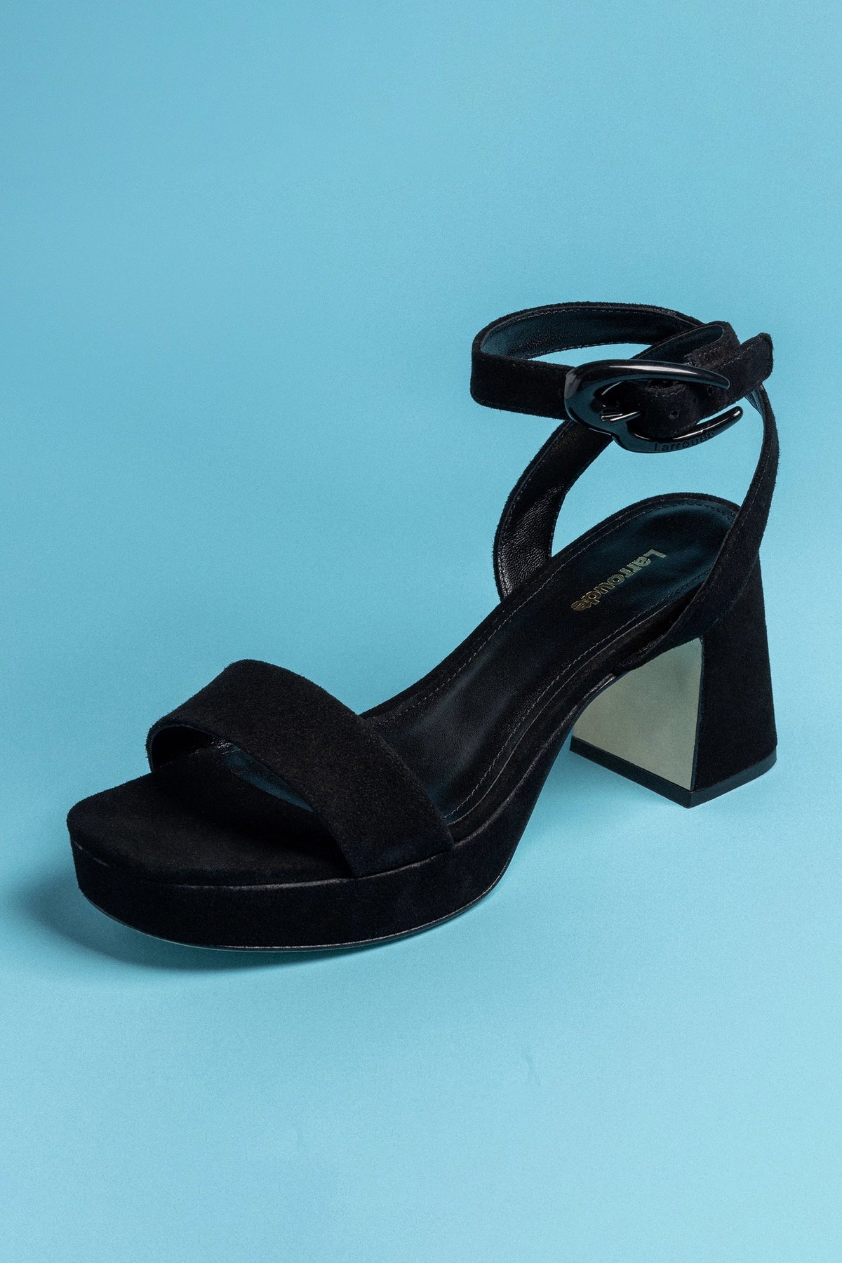 Larroude Dolly Verona Low Sandal In Black Suede