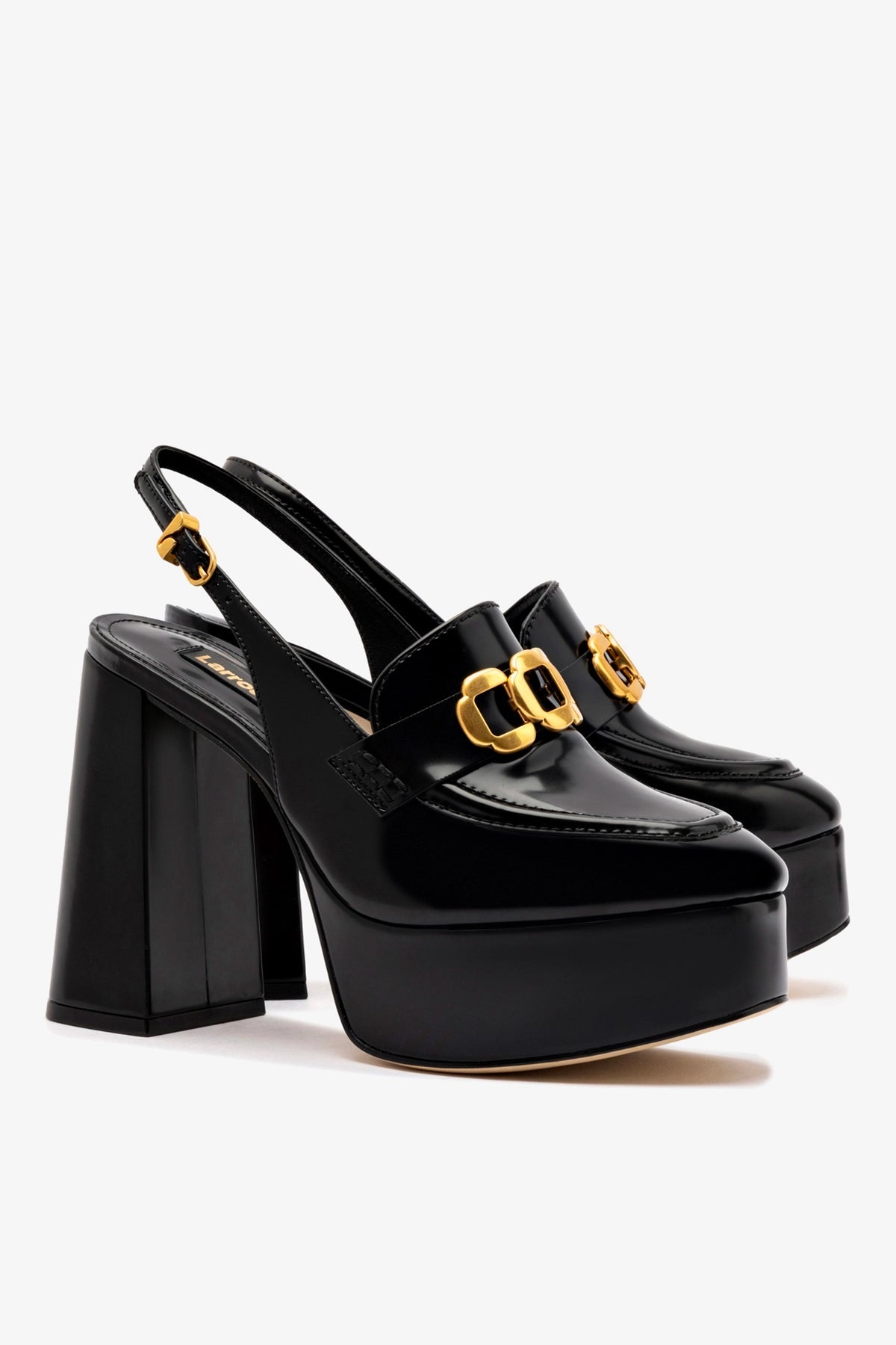Larroude Harrington Loafer Hi In Black Box Leather