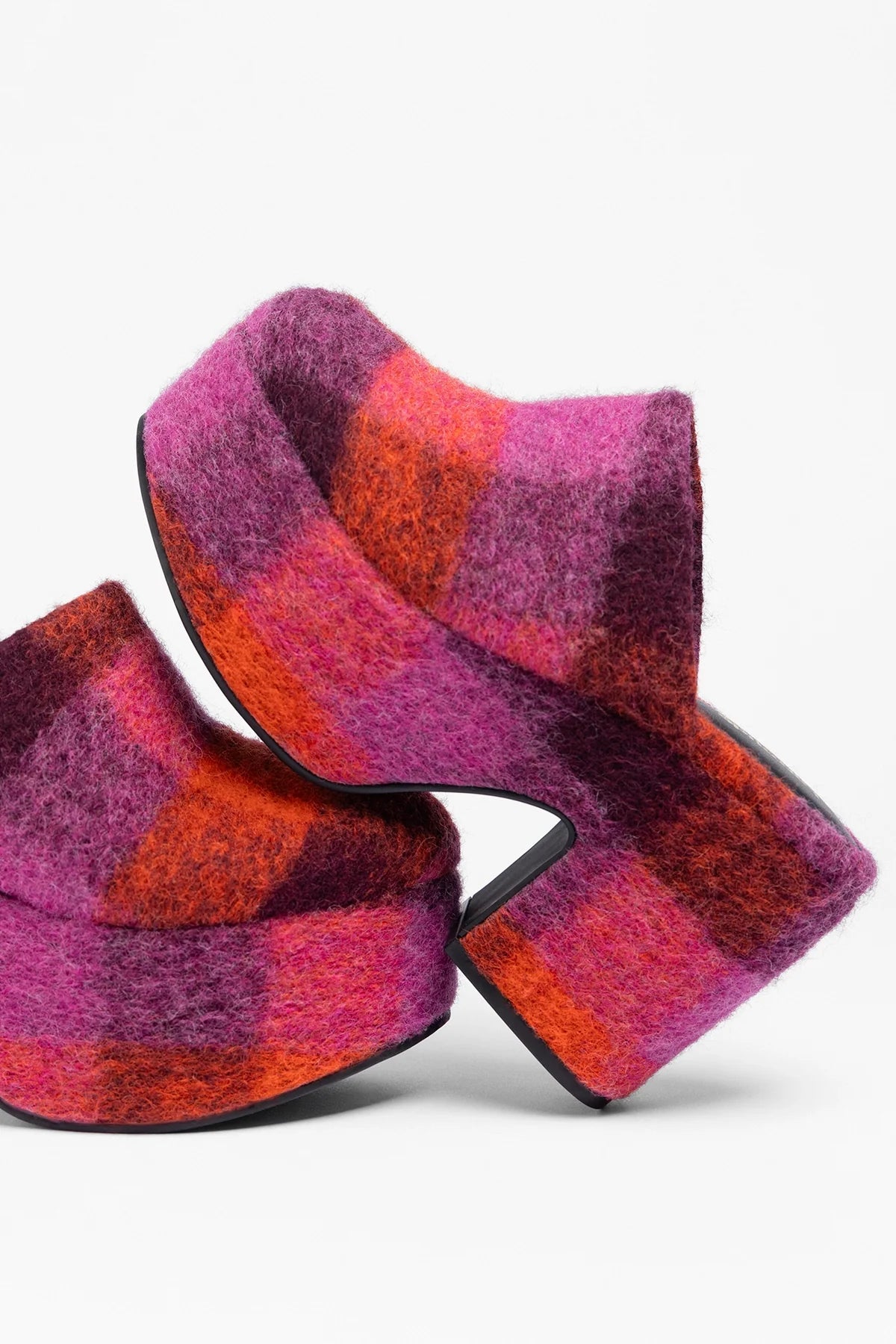 Larroude Miso Platform Clog Plum Printed Felt