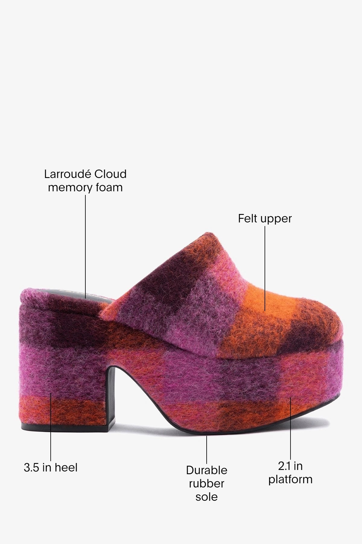Larroude Miso Platform Clog Plum Printed Felt