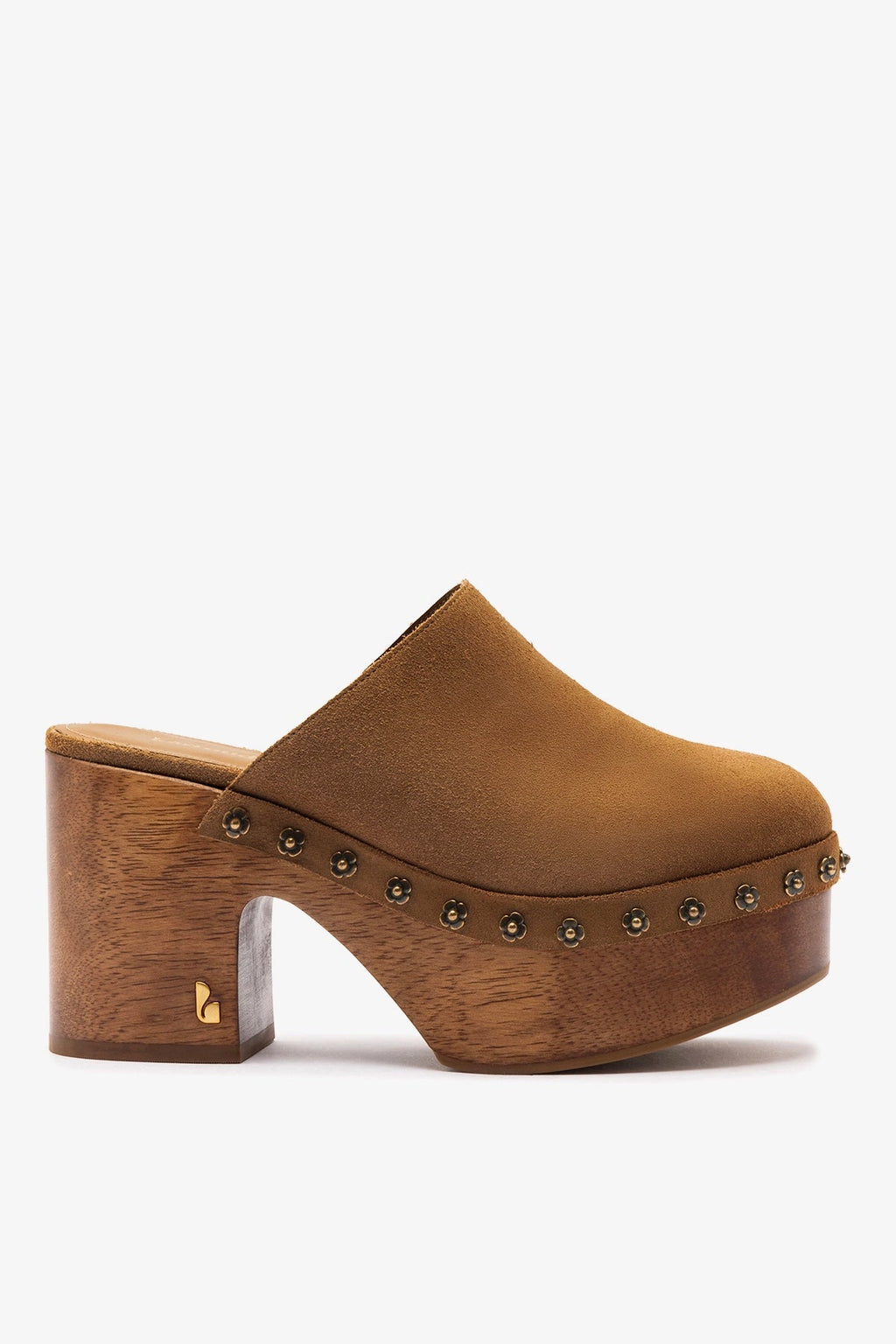 Larroude Miso Wooden Platform Clog In Peanut Suede