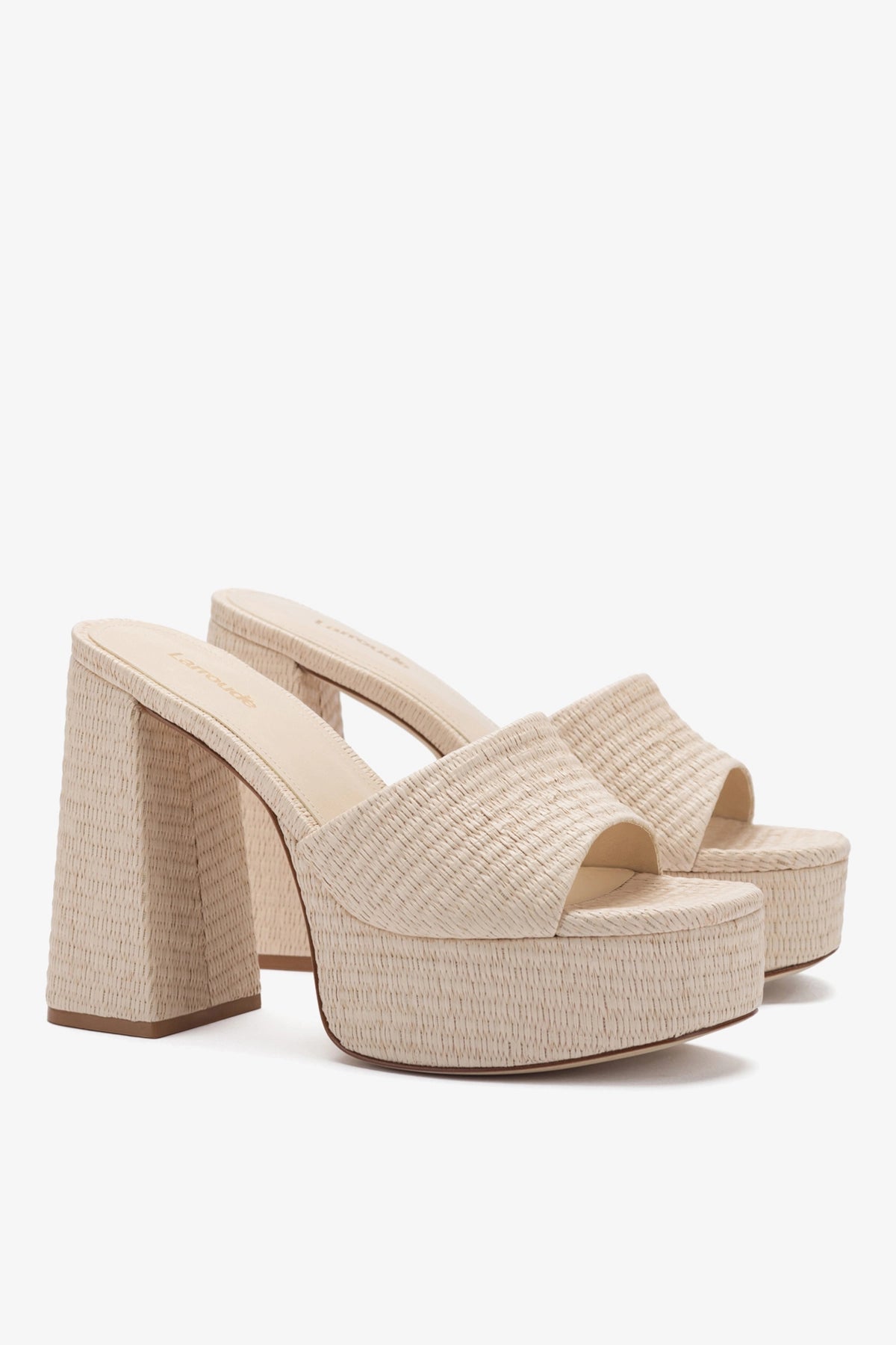 Larroude Dolly Mule In Natural Raffia