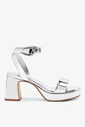 Larroude Dolly Verona Low Sandal In Silver Specchio