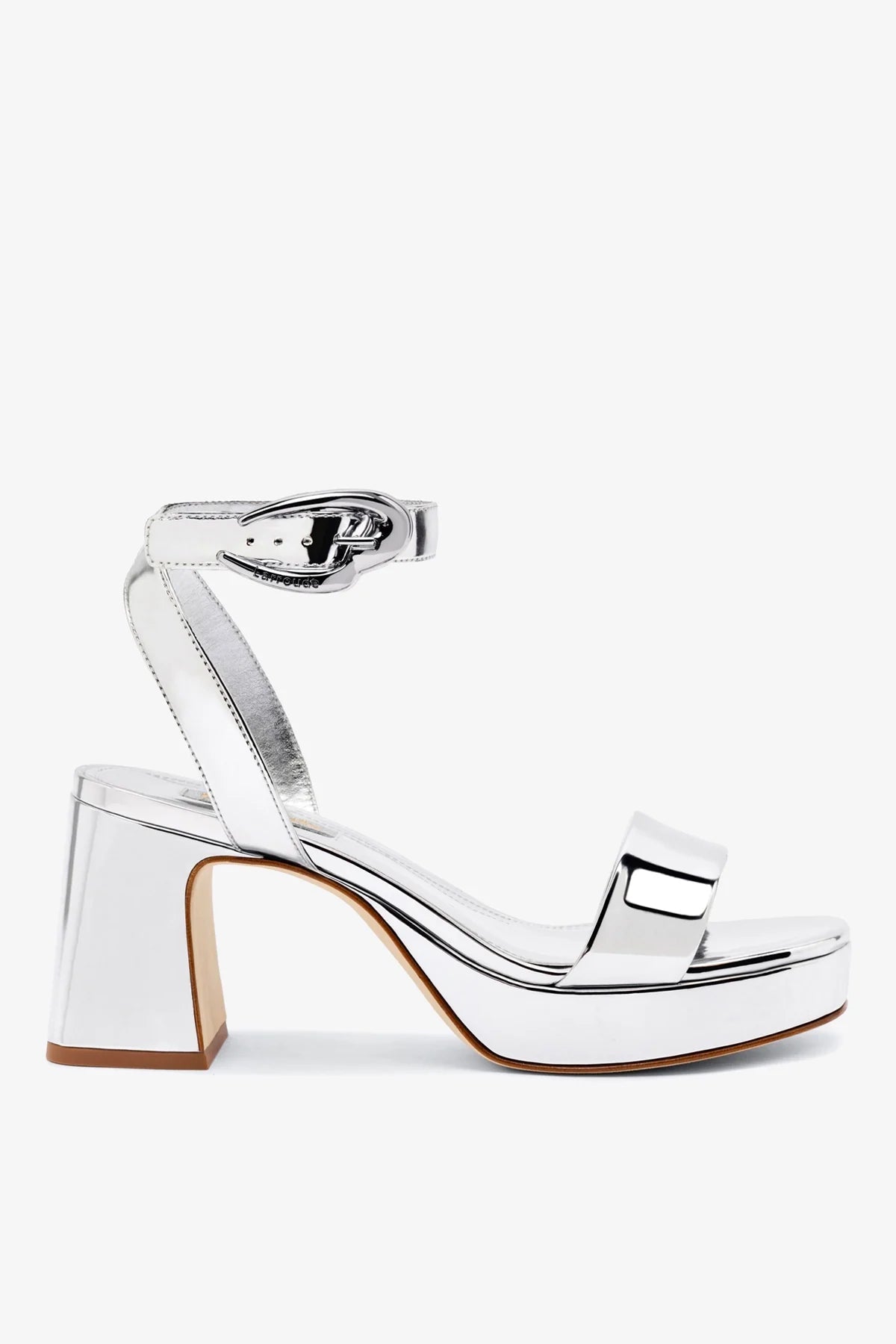 Larroude Dolly Verona Low Sandal In Silver Specchio