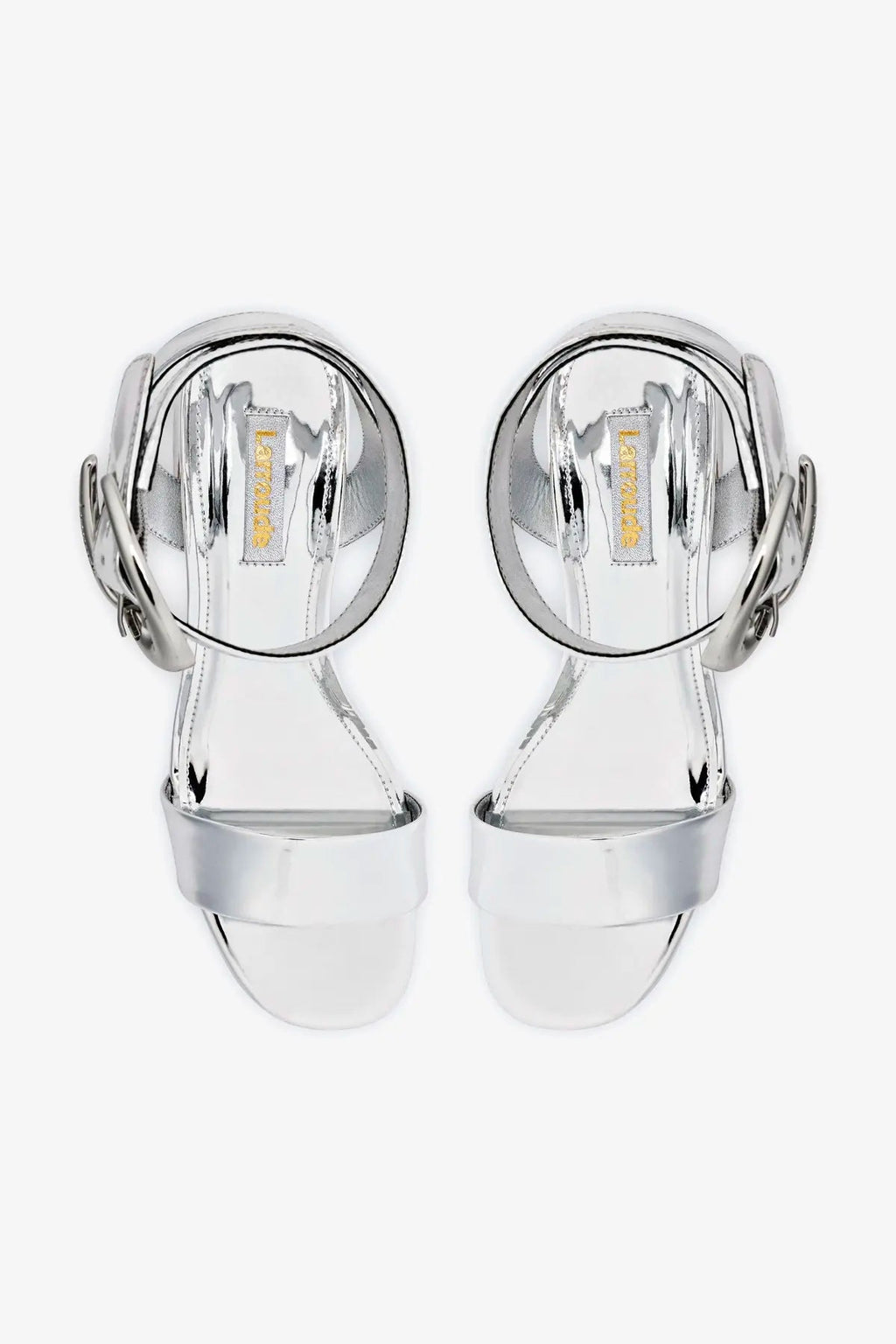 Larroude Dolly Verona Low Sandal In Silver Specchio