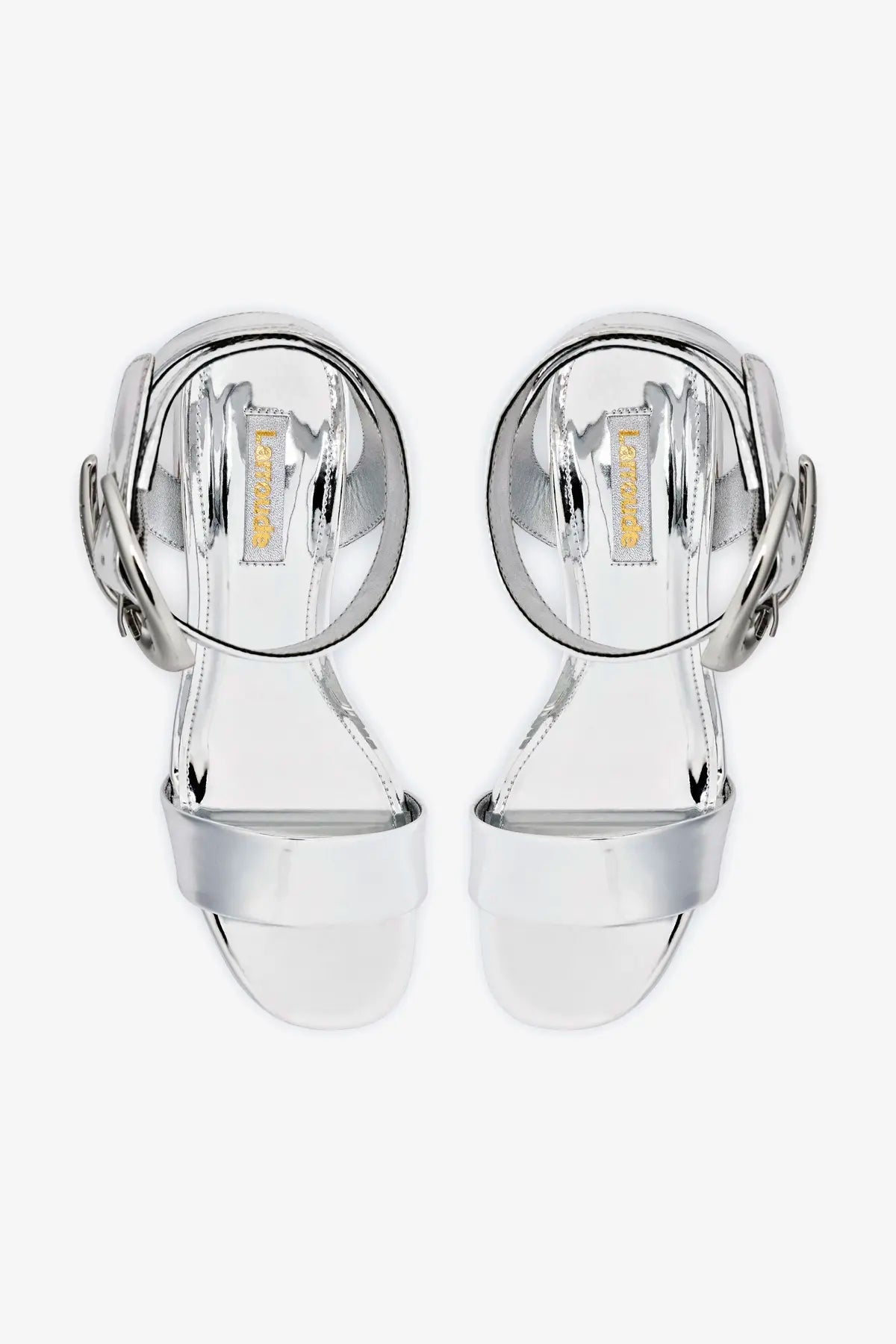 Larroude Dolly Verona Low Sandal In Silver Specchio