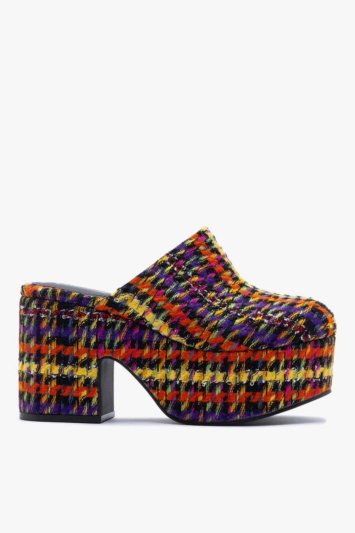 Larroude Miso Platform Clog Multicolor Printed Tweed