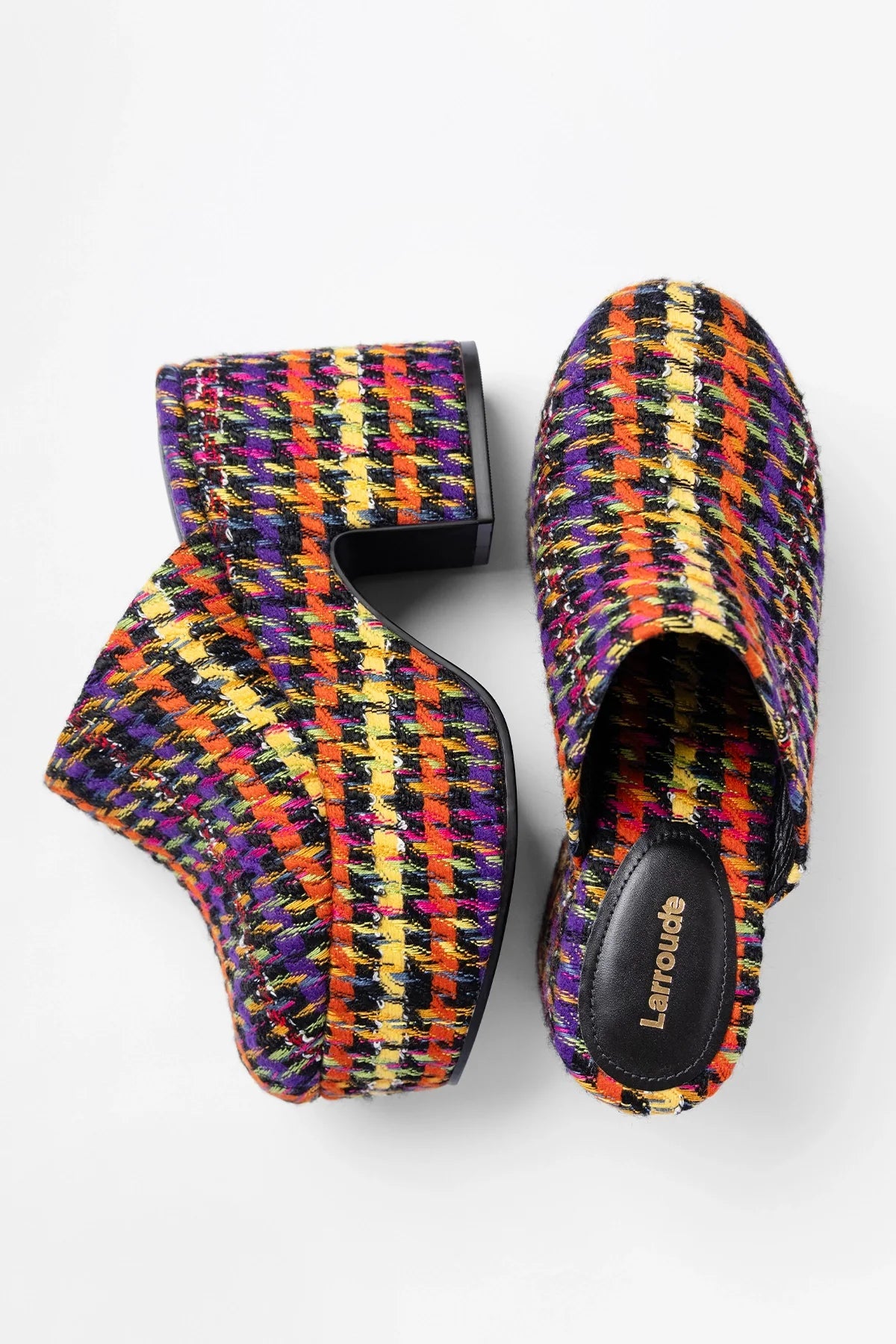 Larroude Miso Platform Clog Multicolor Printed Tweed