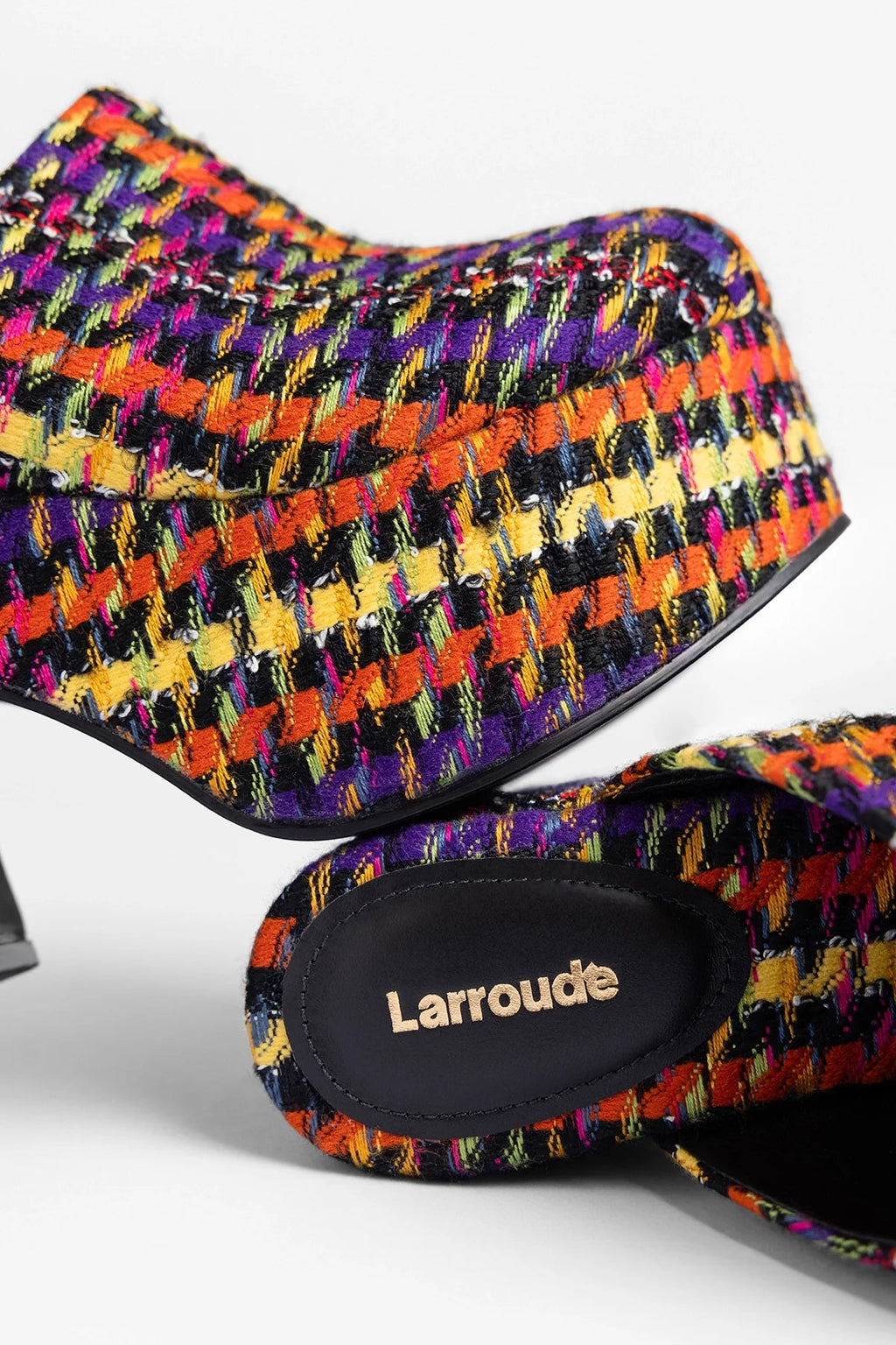 Larroude Miso Platform Clog Multicolor Printed Tweed