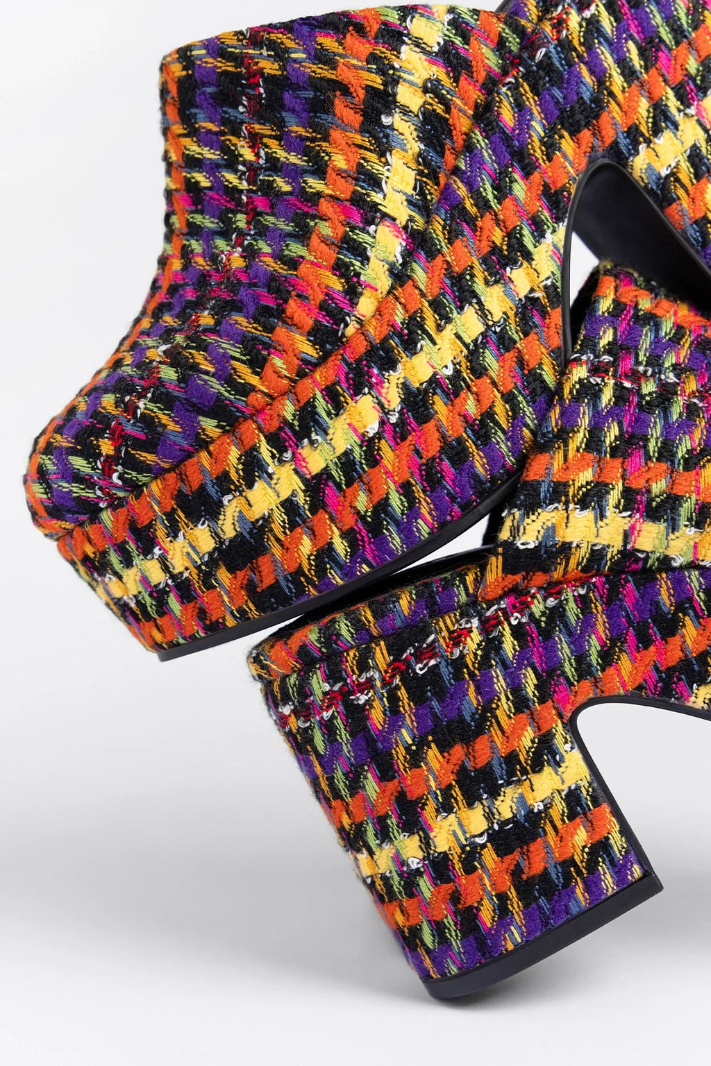 Larroude Miso Platform Clog Multicolor Printed Tweed