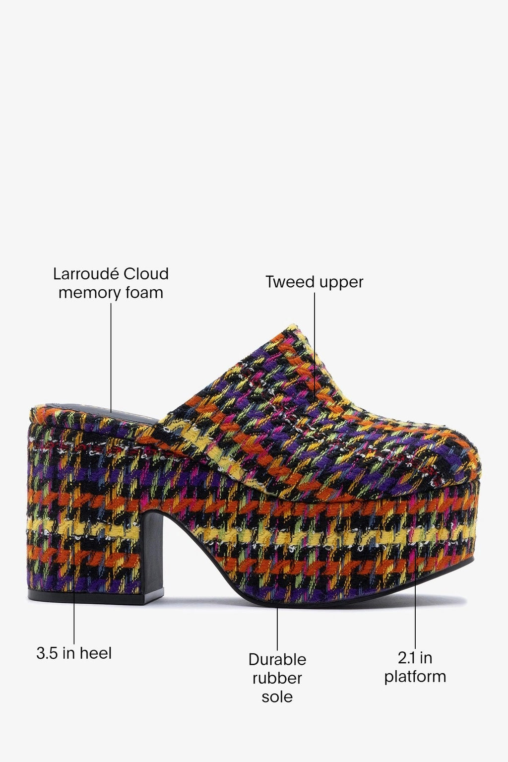 Larroude Miso Platform Clog Multicolor Printed Tweed