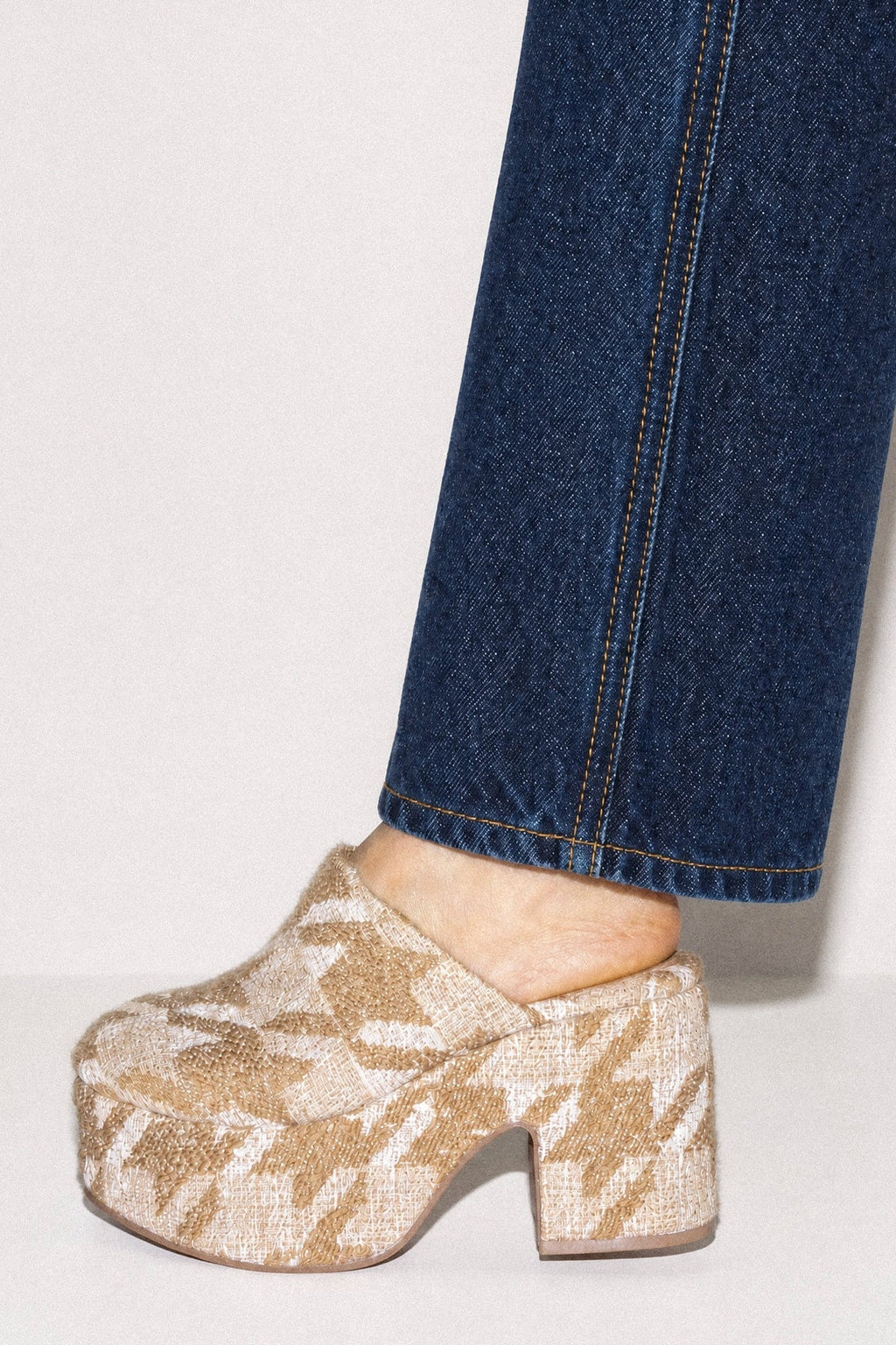 Larroude Miso Platform Clog Latte Fabric