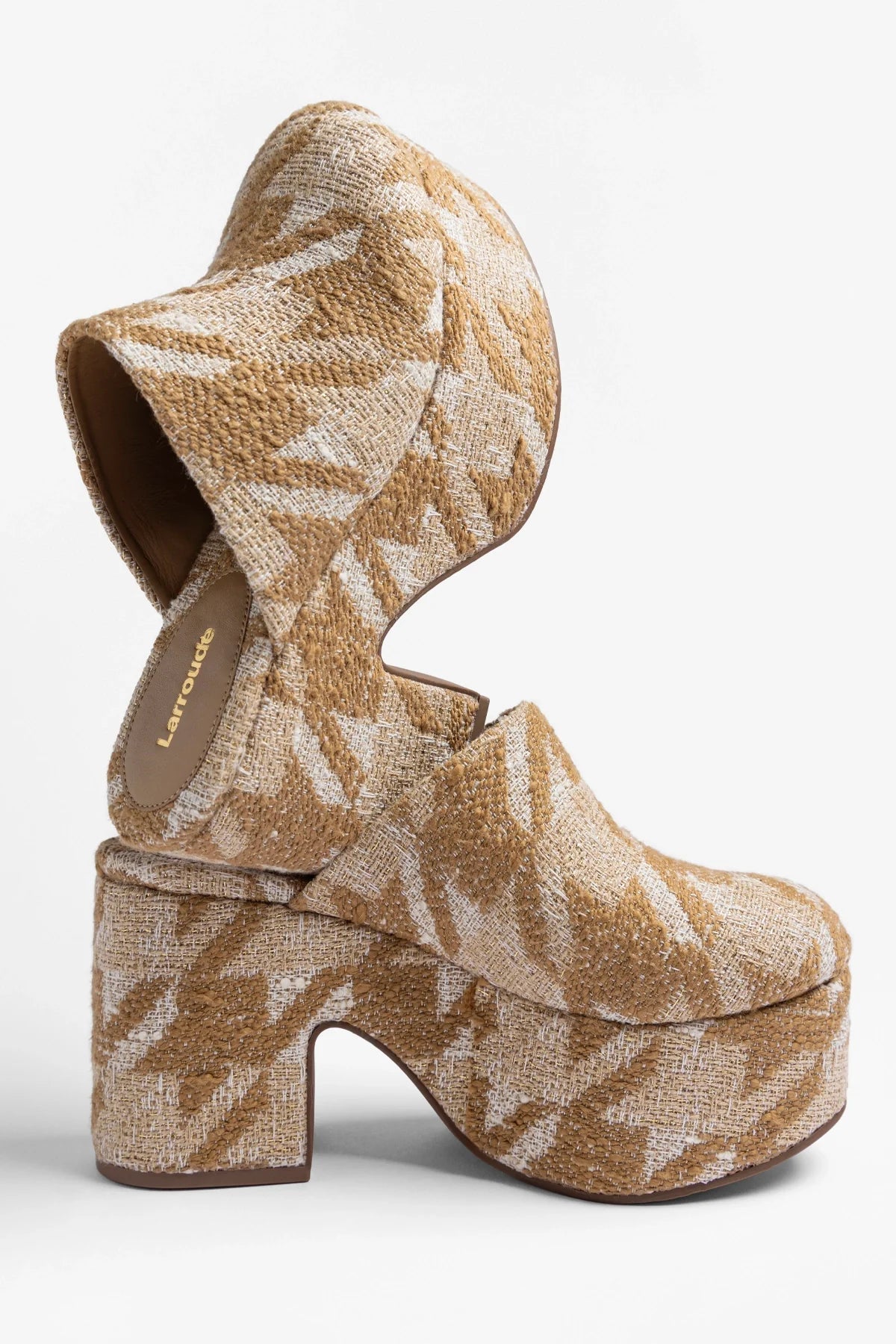 Larroude Miso Platform Clog Latte Fabric