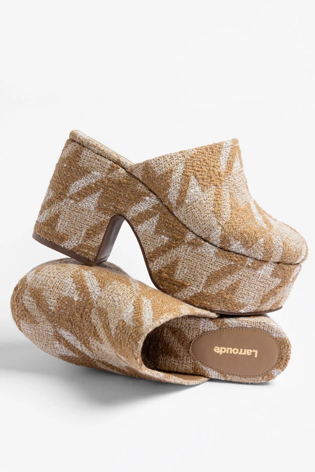 Larroude Miso Platform Clog Latte Fabric