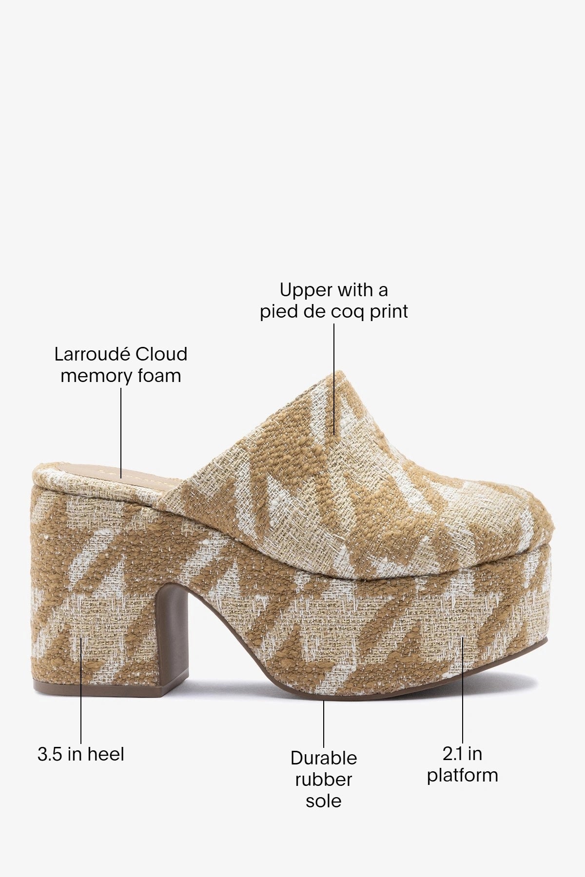 Larroude Miso Platform Clog Latte Fabric