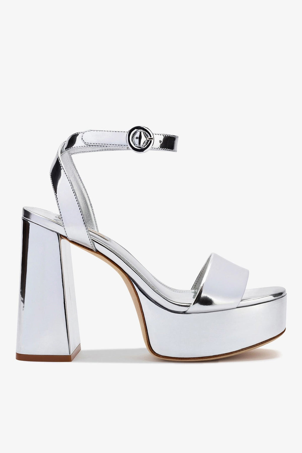 Larroude Dolly Sandal In Silver Specchio