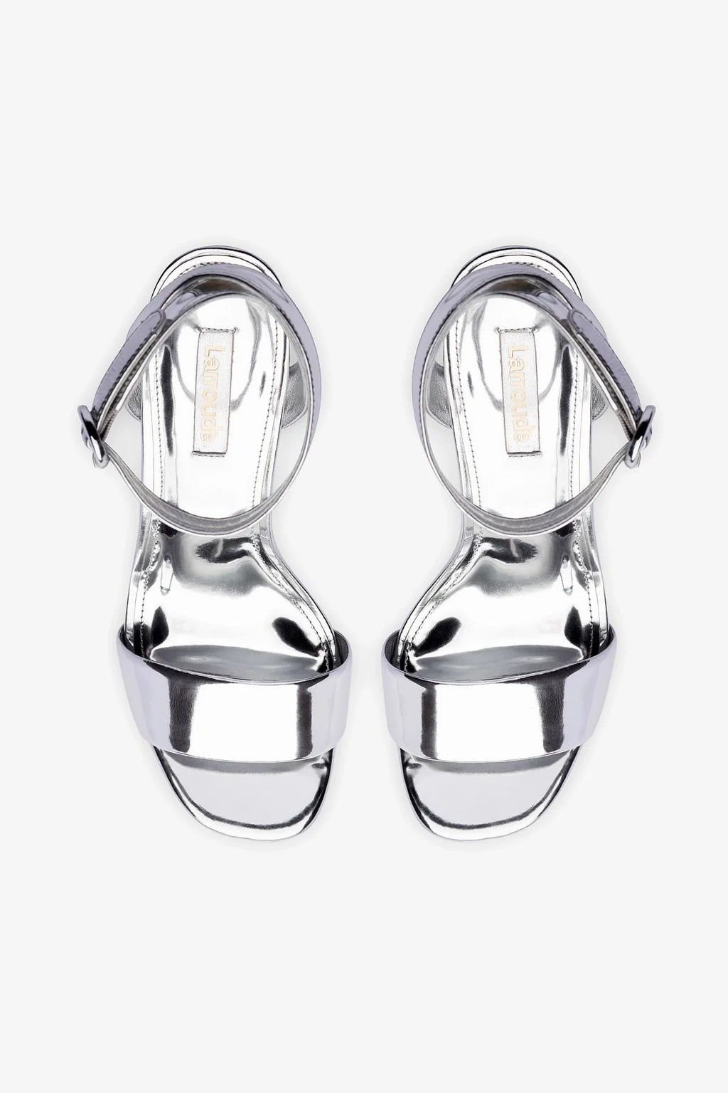 Larroude Dolly Sandal In Silver Specchio