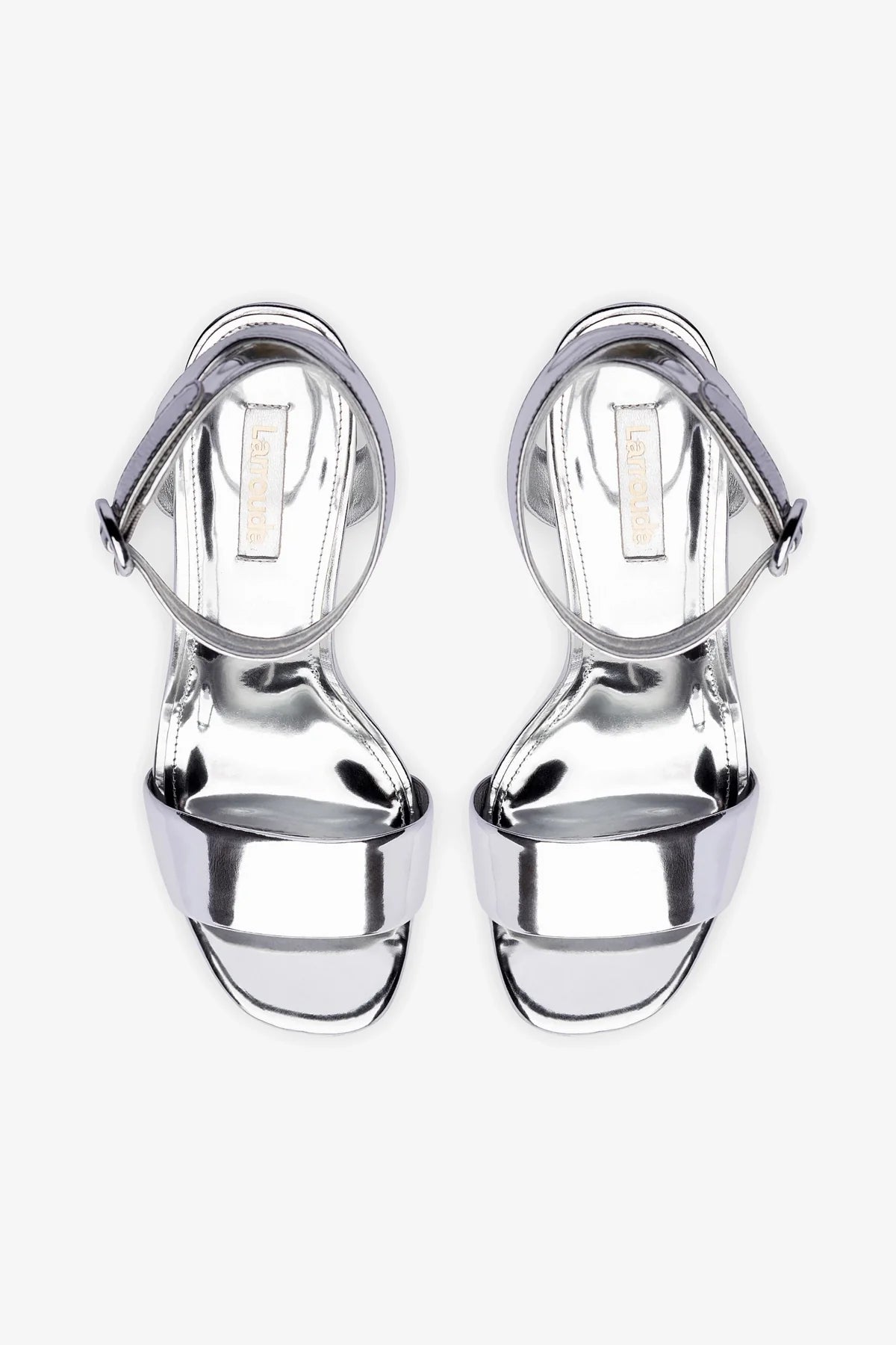 Larroude Dolly Sandal In Silver Specchio