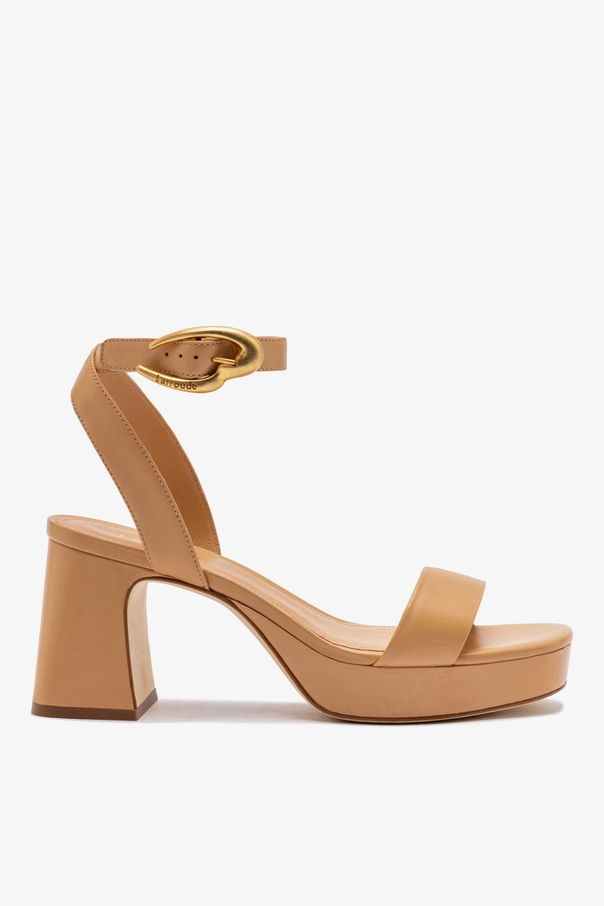 Larroude Dolly Verona Low Sandal In Tan Leather