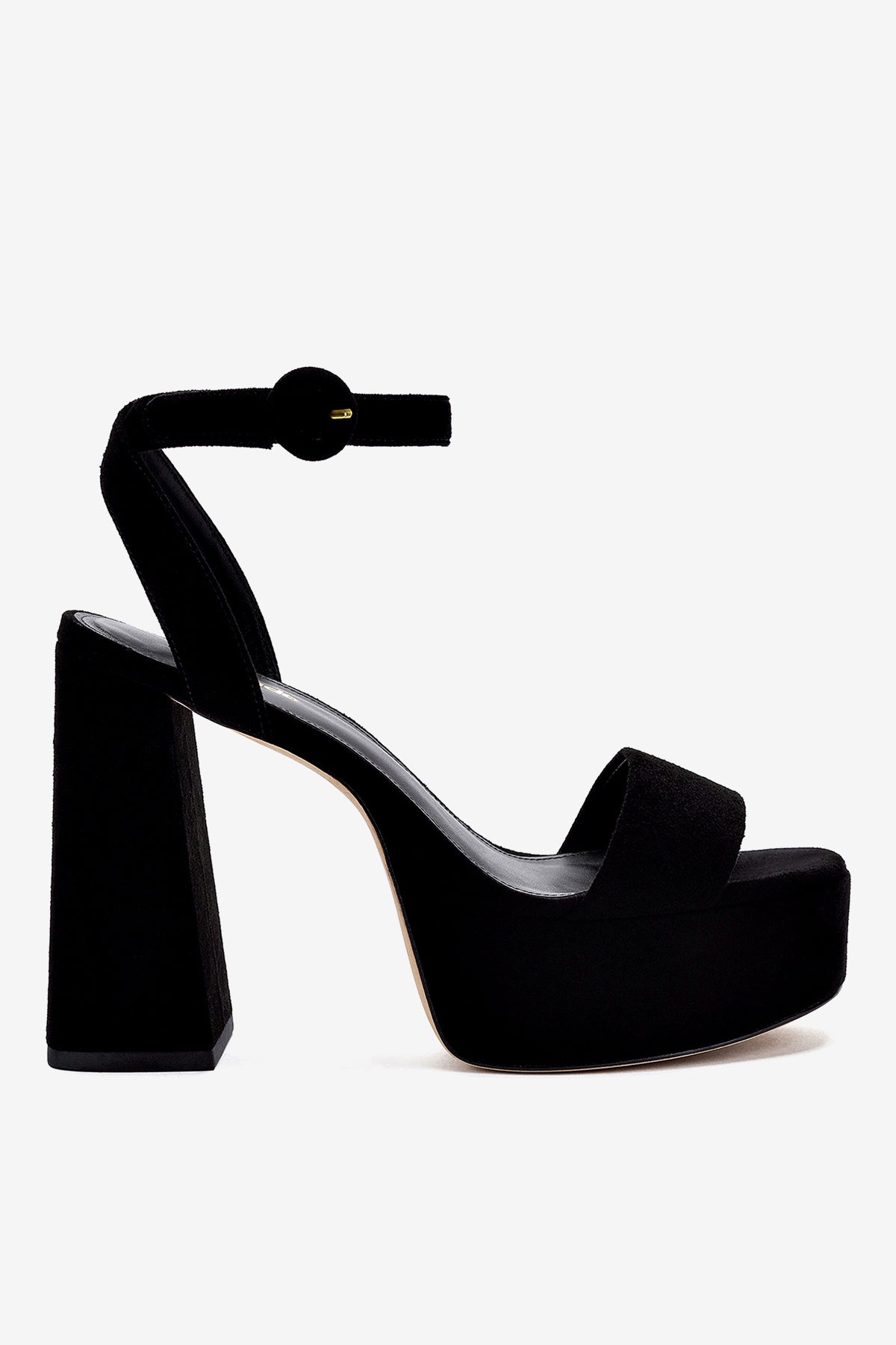 Larroude Dolly Sandal In Black Suede