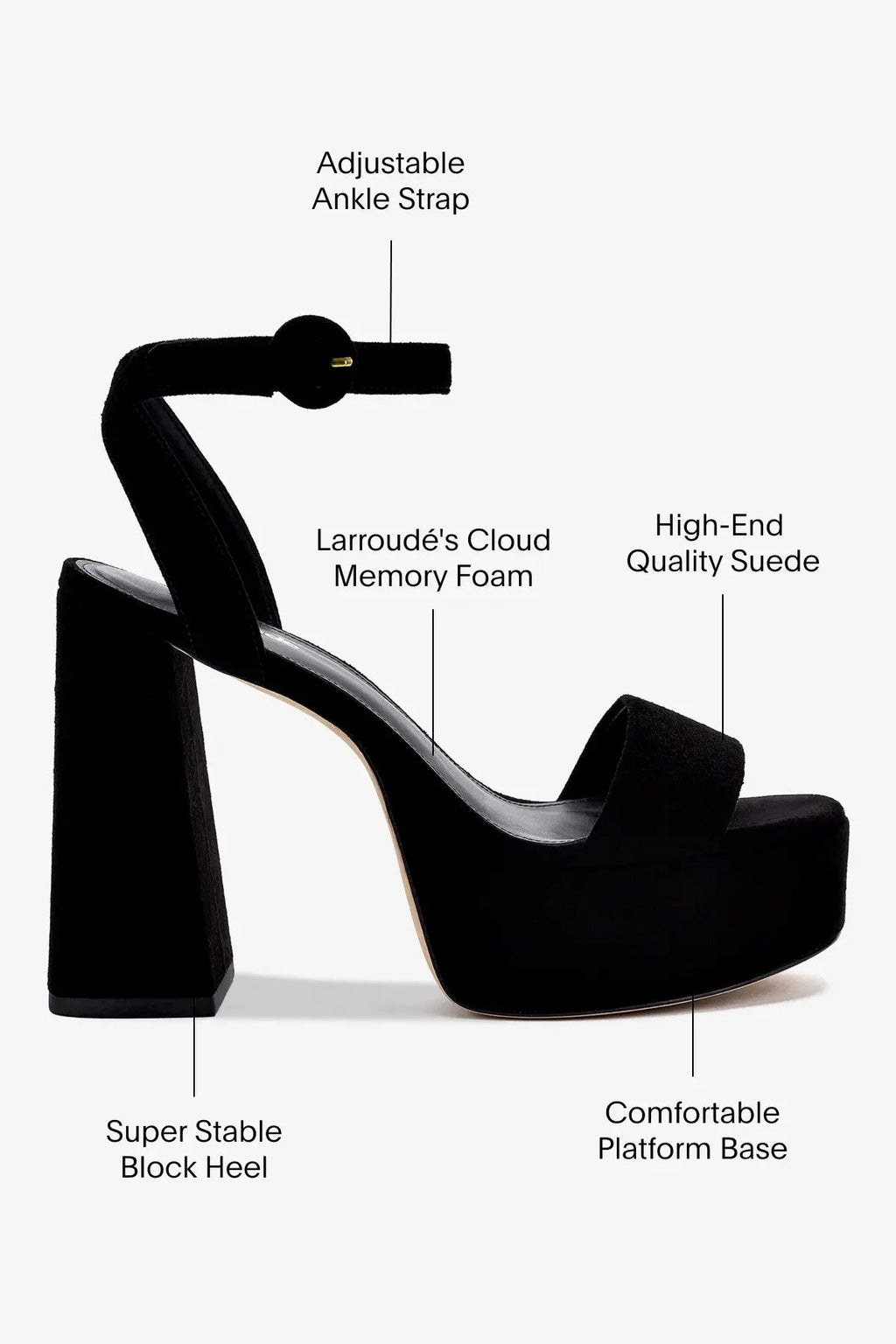 Larroude Dolly Sandal In Black Suede