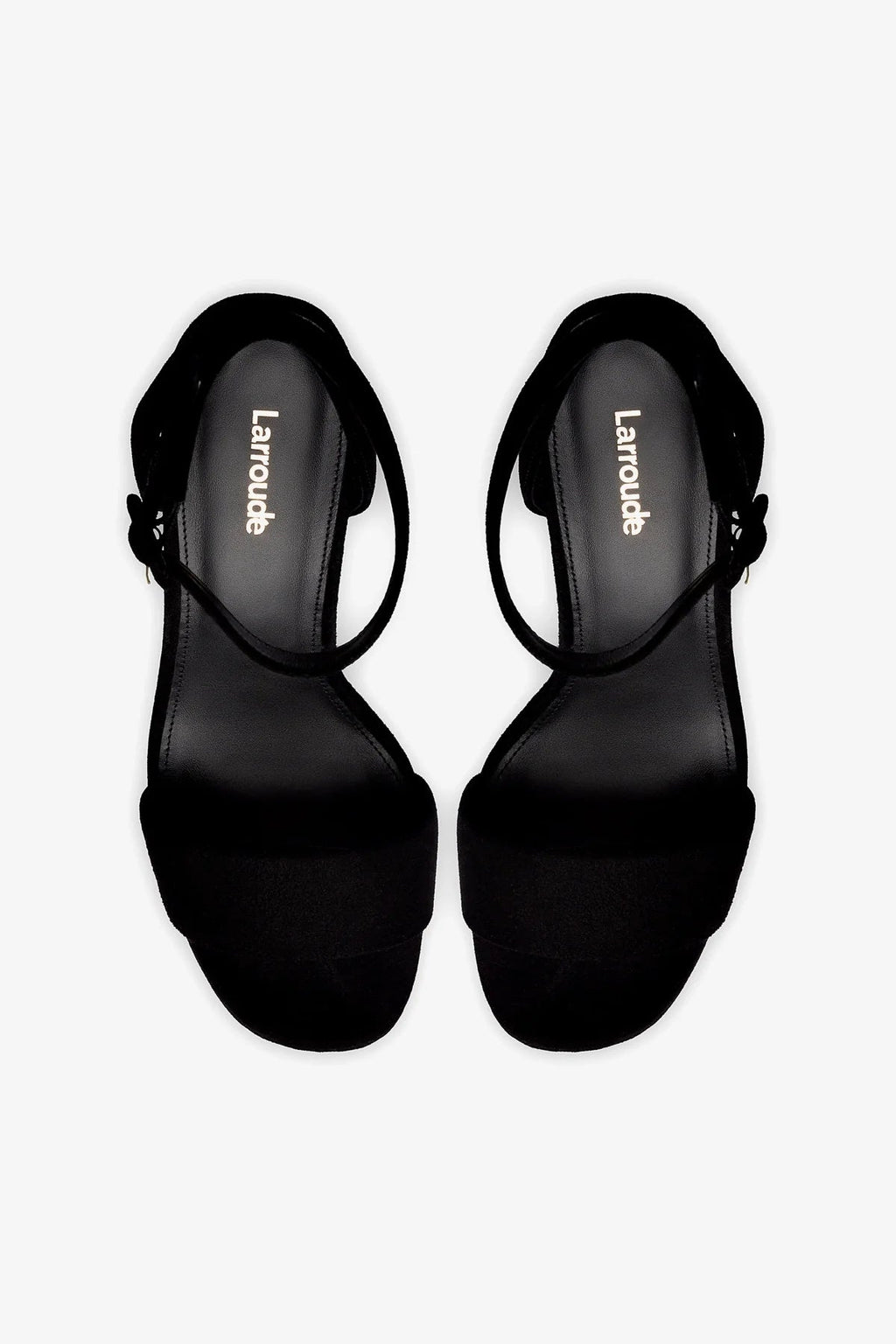 Larroude Dolly Sandal In Black Suede